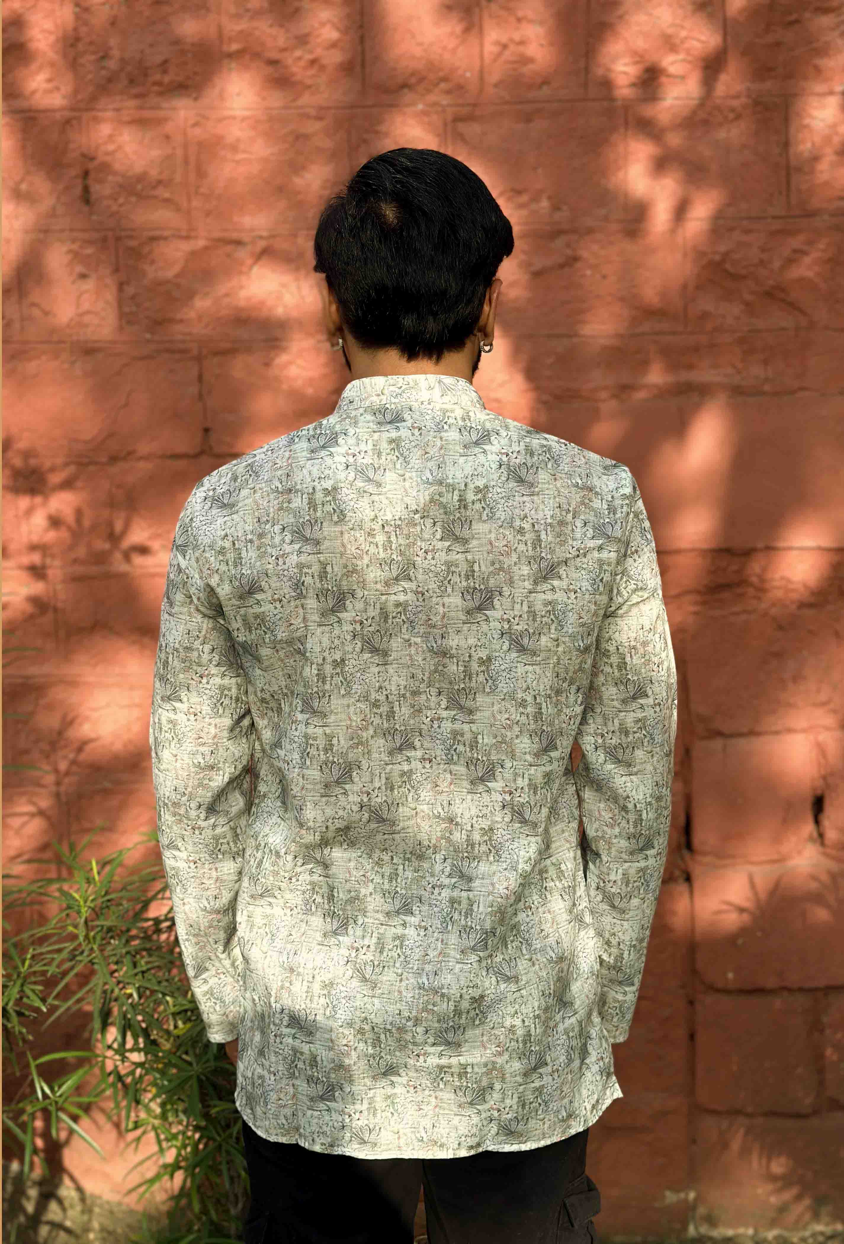 Green Print Short Kurta