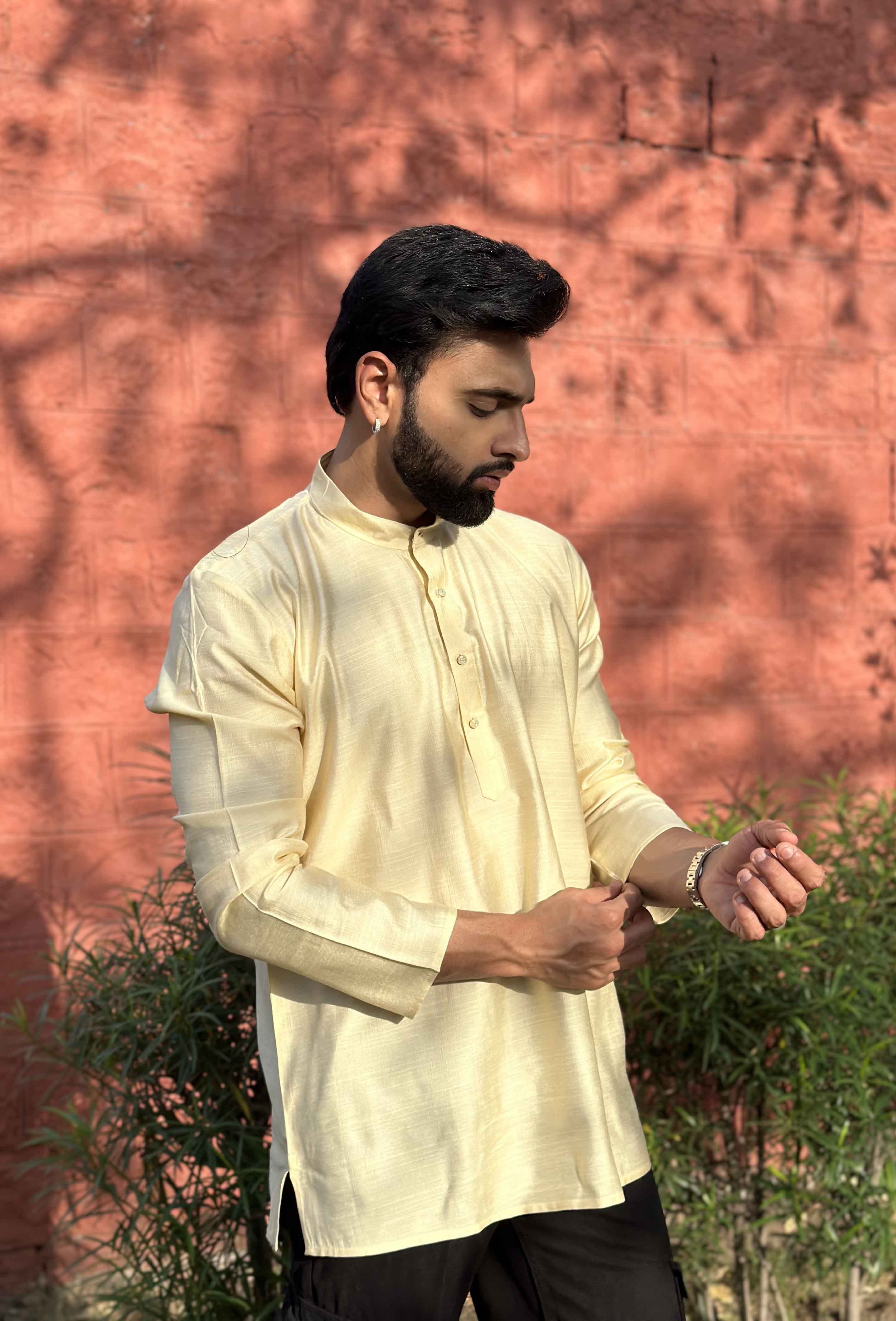 Light Yellow Short Kurta