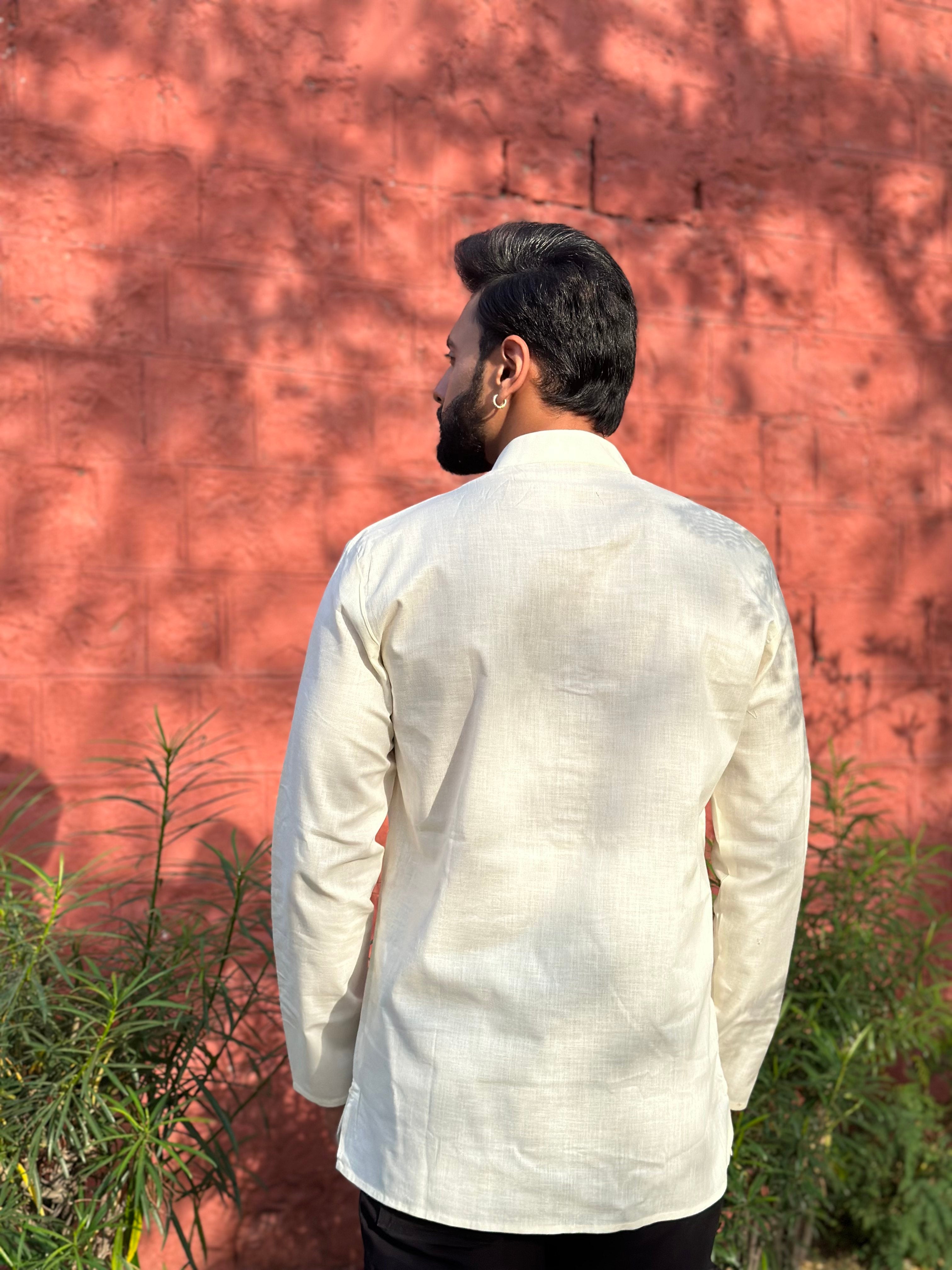 Cream-Colored Short Kurta