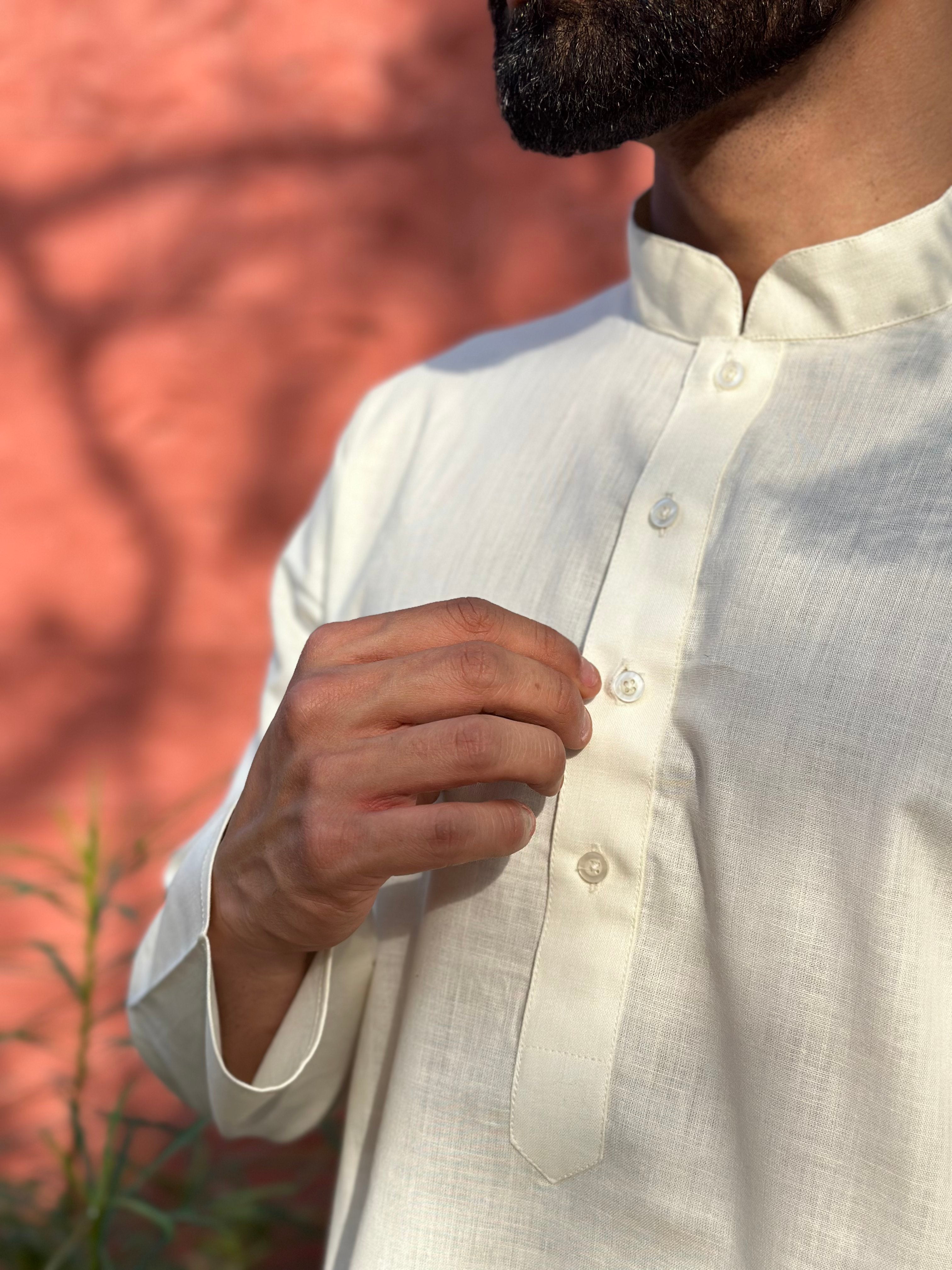 Cream-Colored Short Kurta