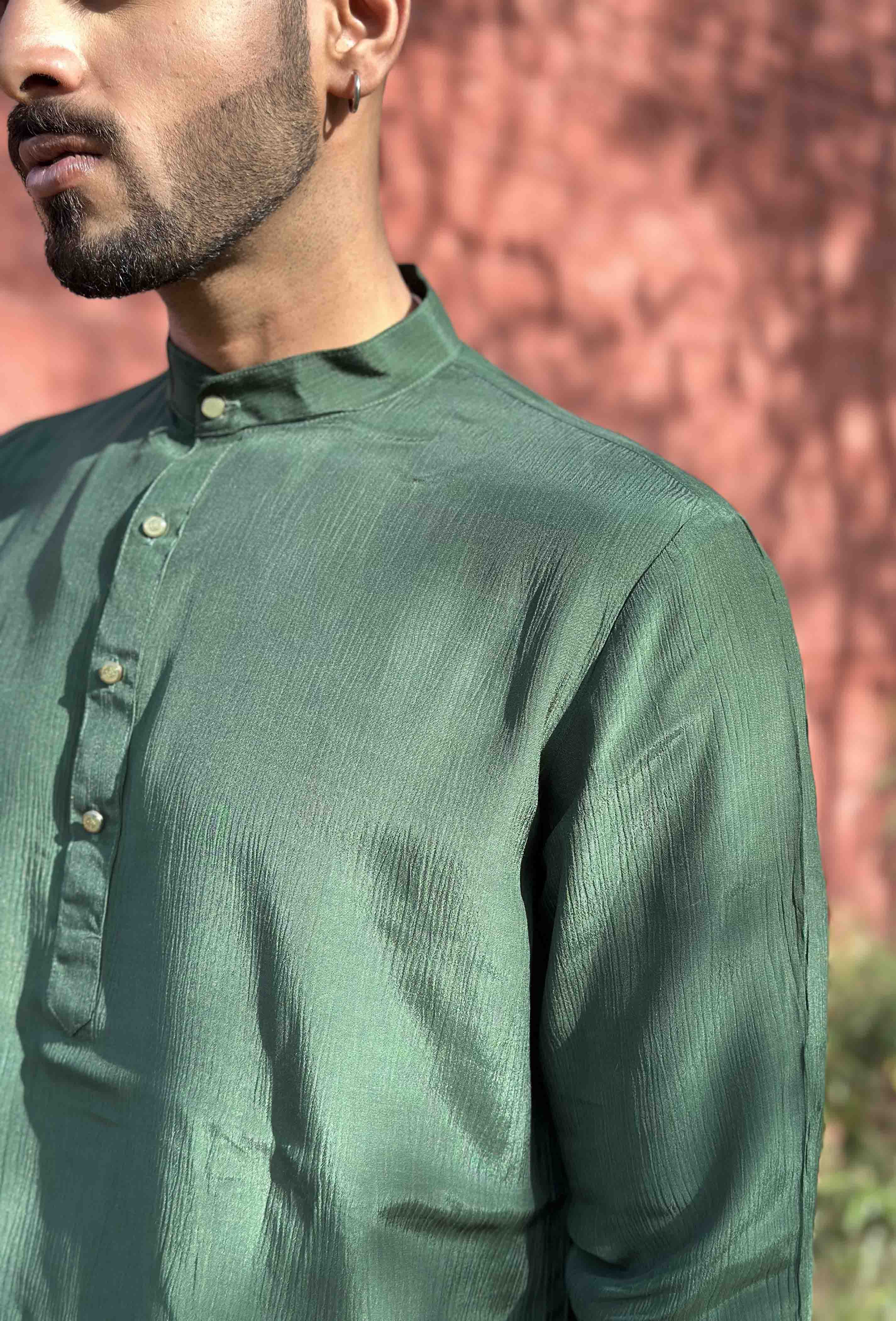 Bottle Green  Short Kurta