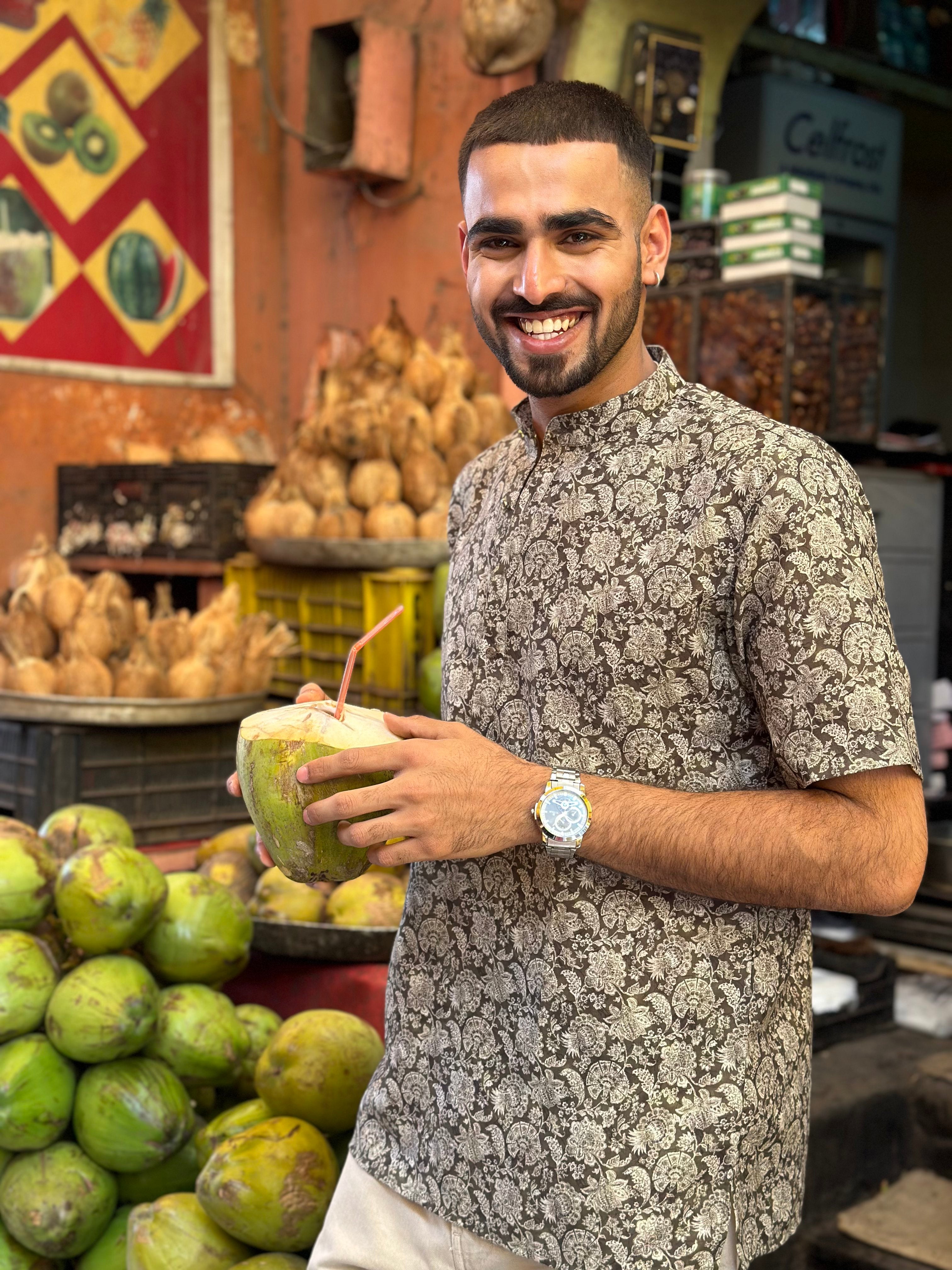 Floral Print Shirt in Olive Green