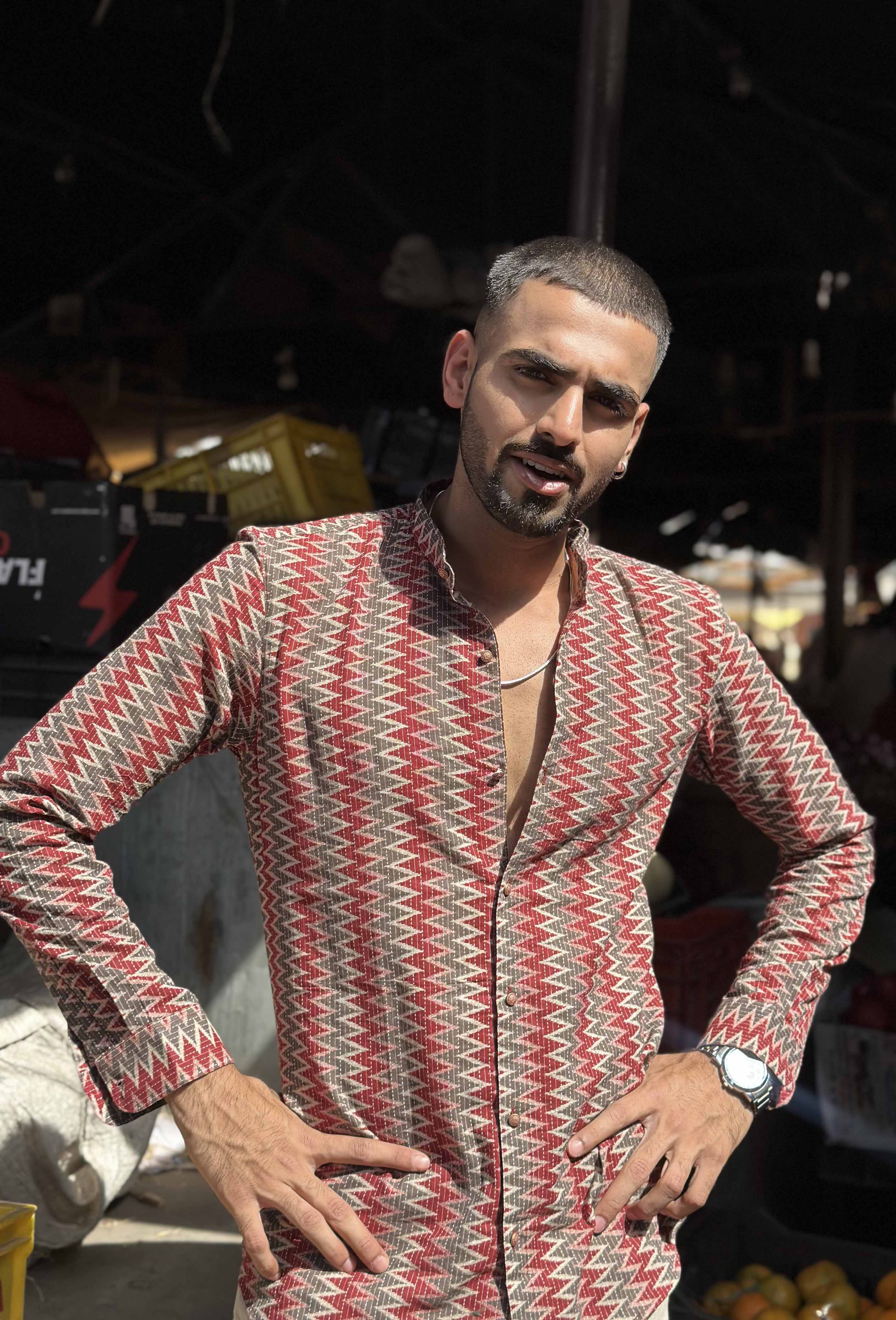 Red - Ash Grey Shirt