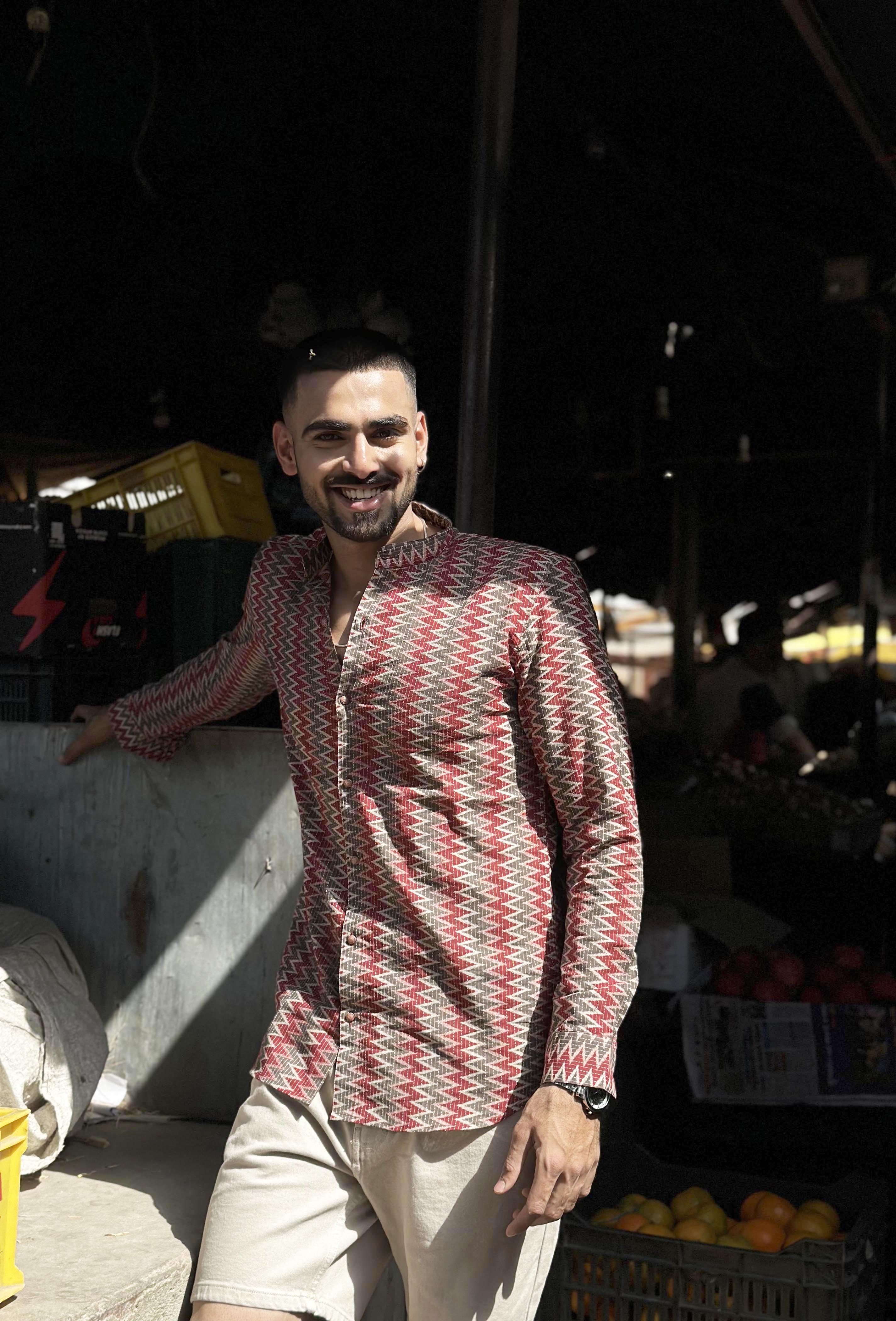 Red - Ash Grey Shirt