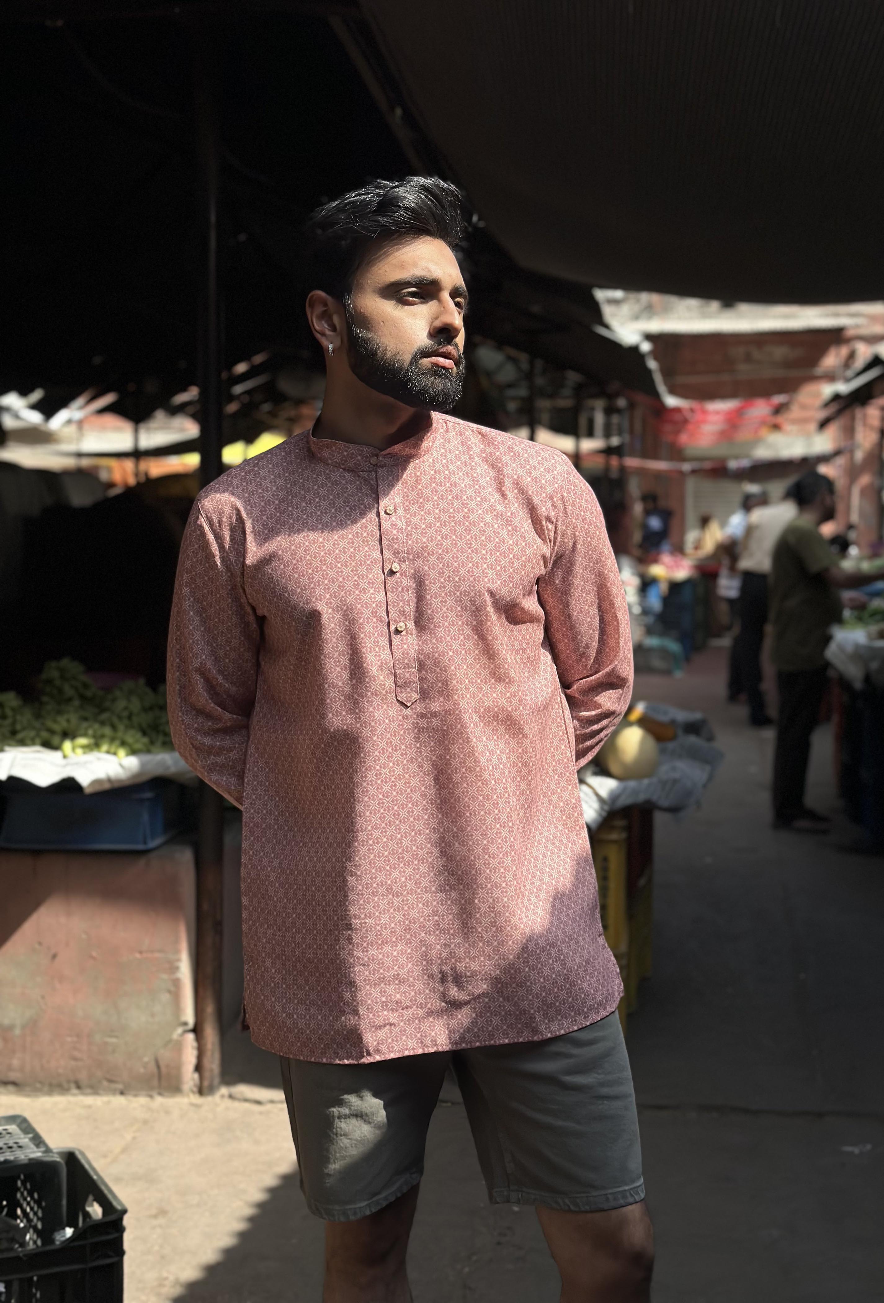 Pink Printed Short Kurta