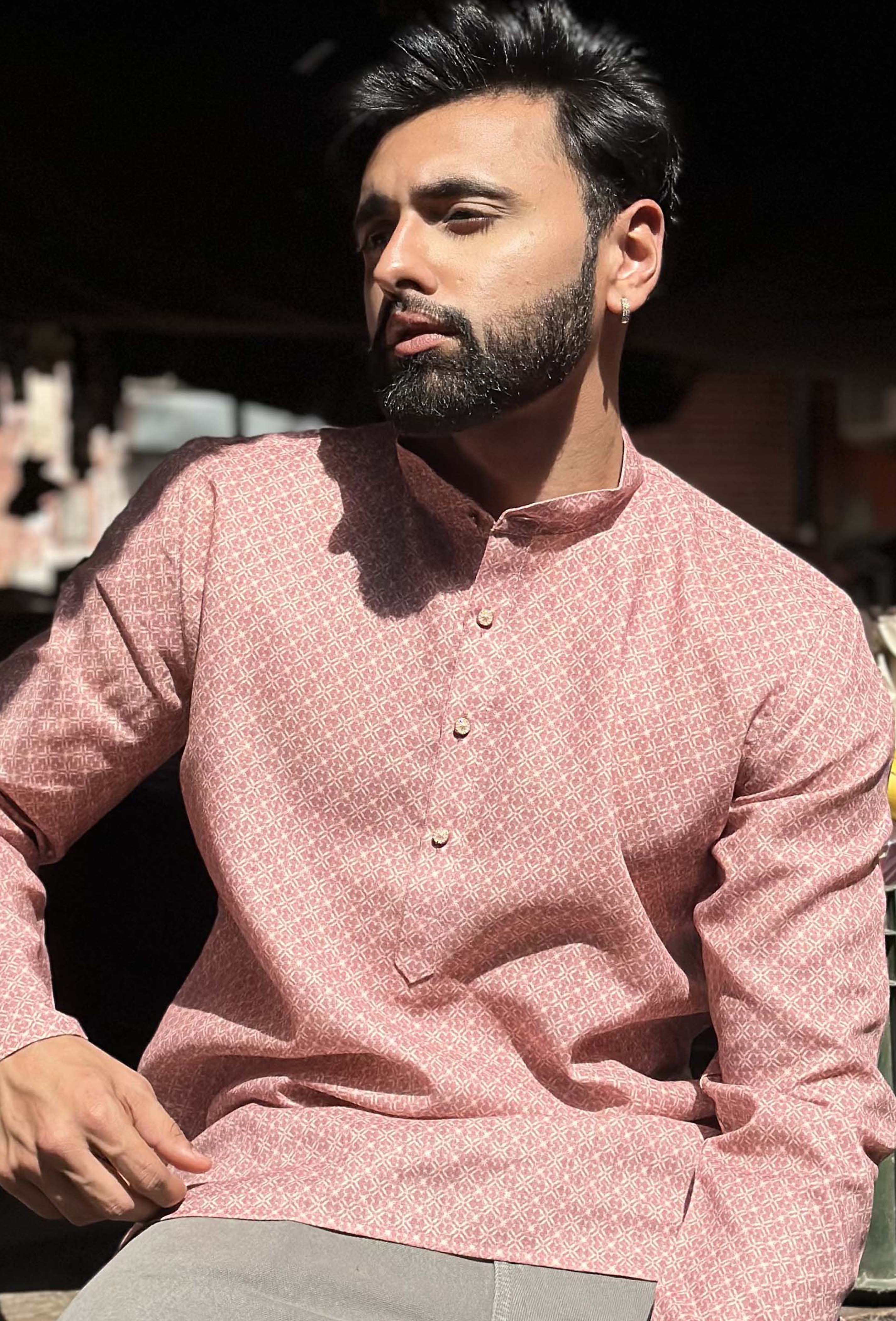 Pink Printed Short Kurta