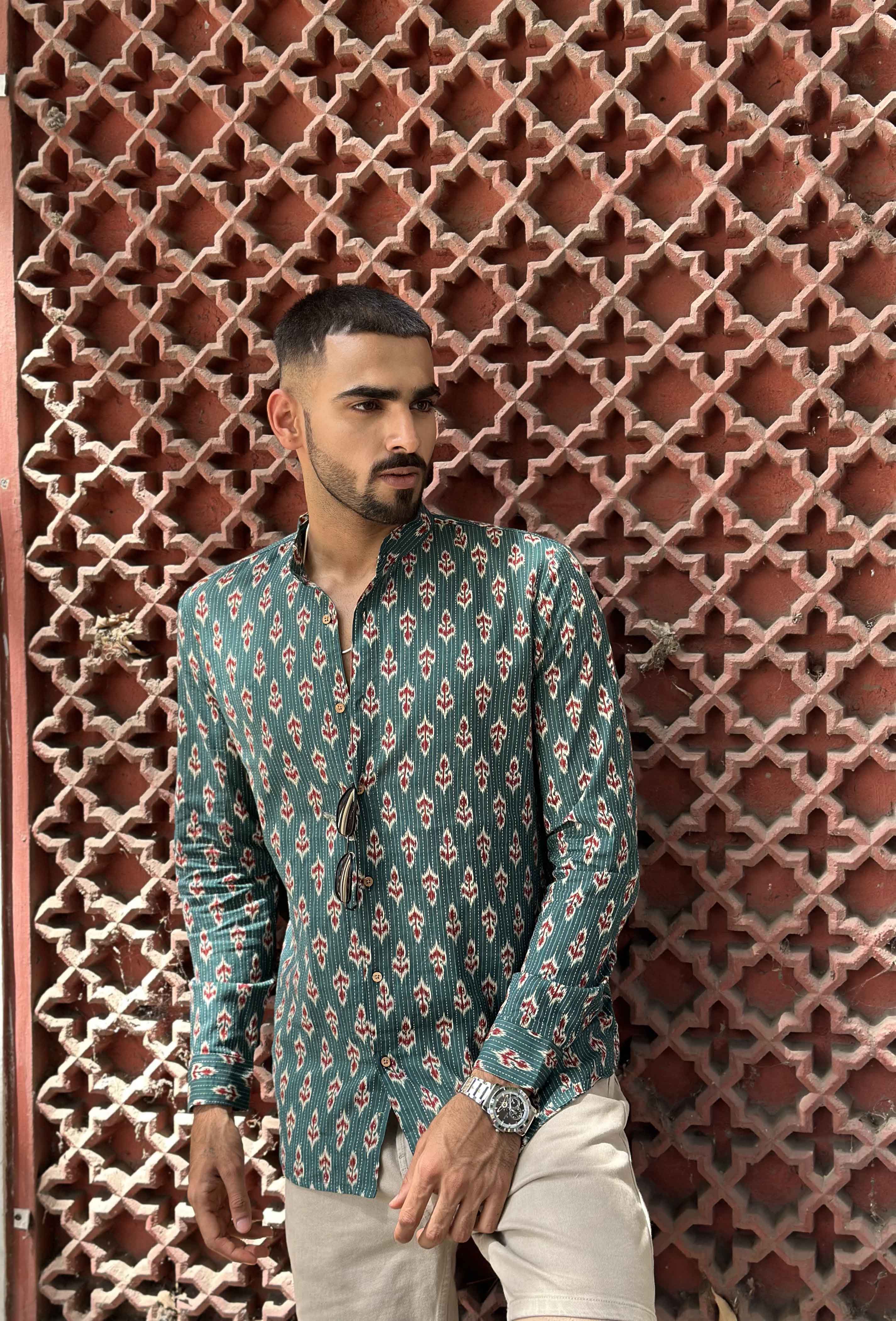 Green Ikat style Shirt