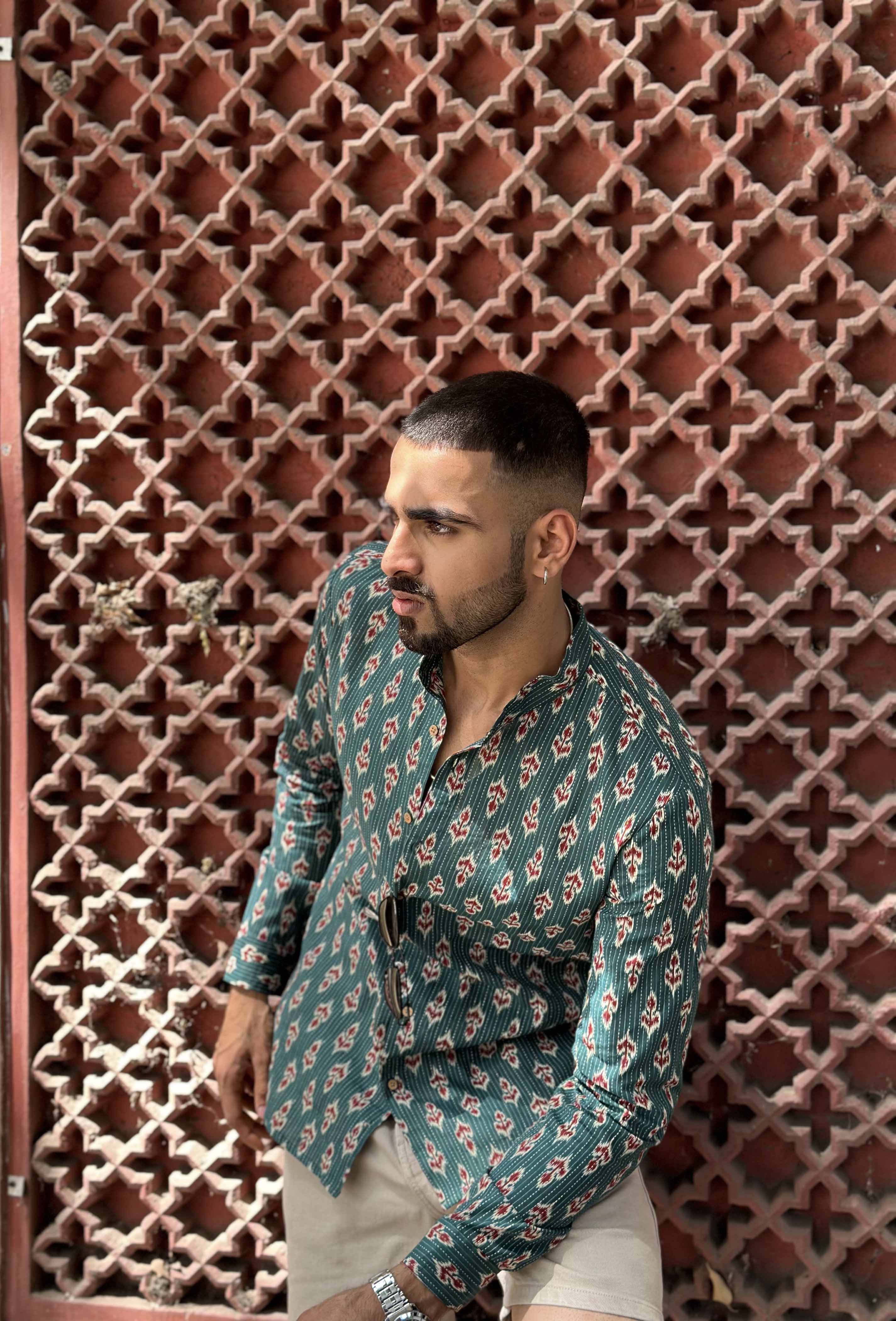 Green Ikat style Shirt