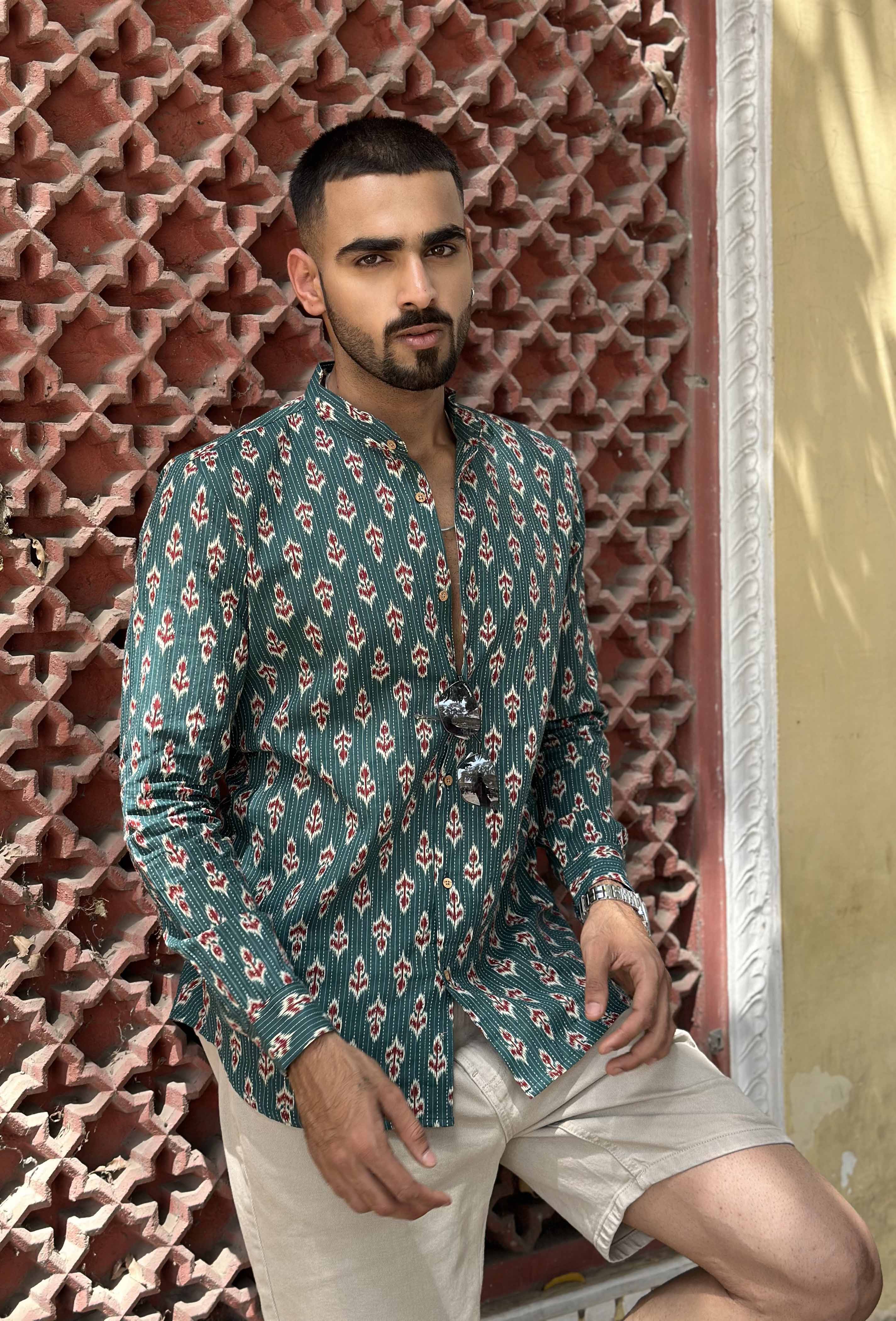 Green Ikat style Shirt