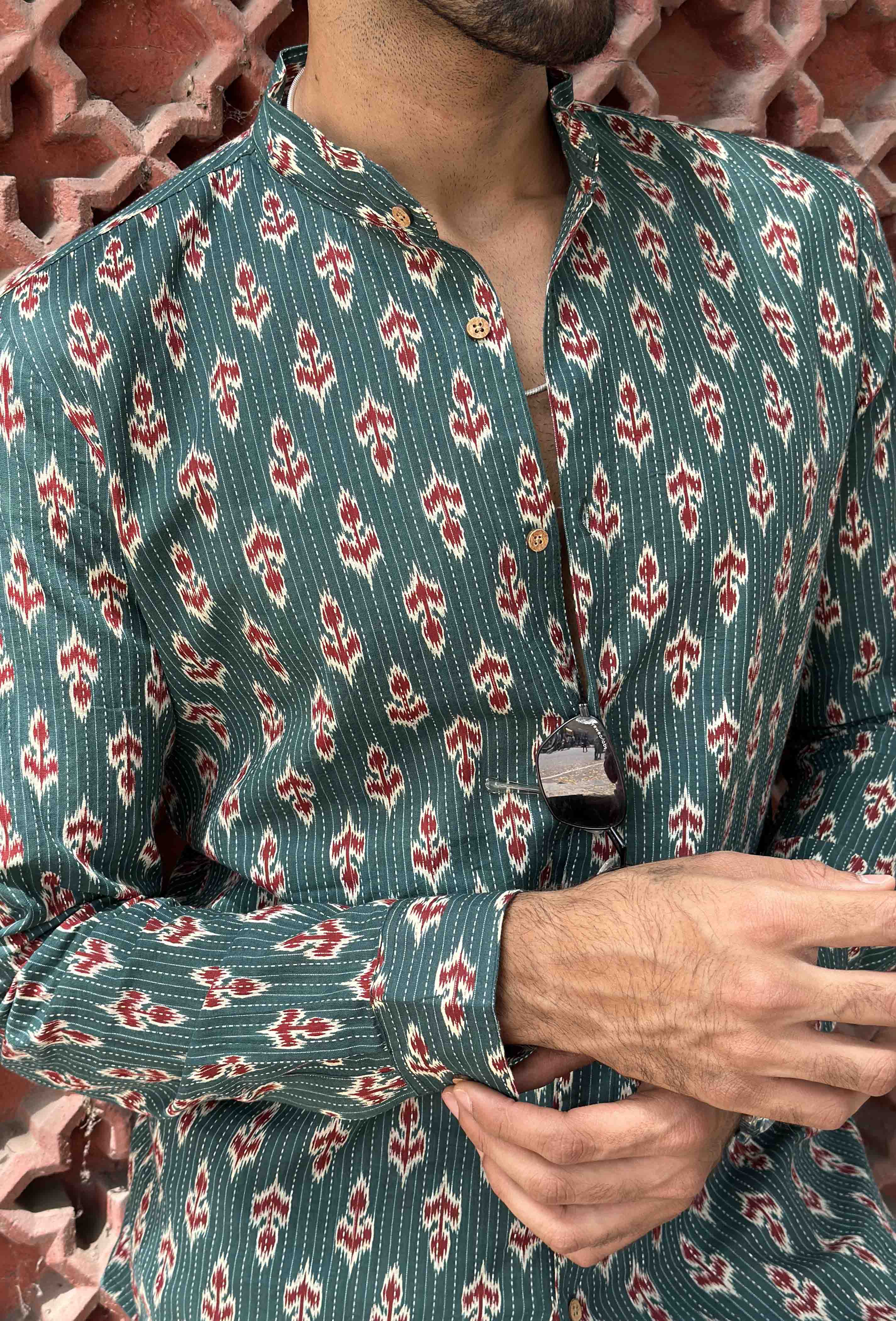 Green Ikat style Shirt