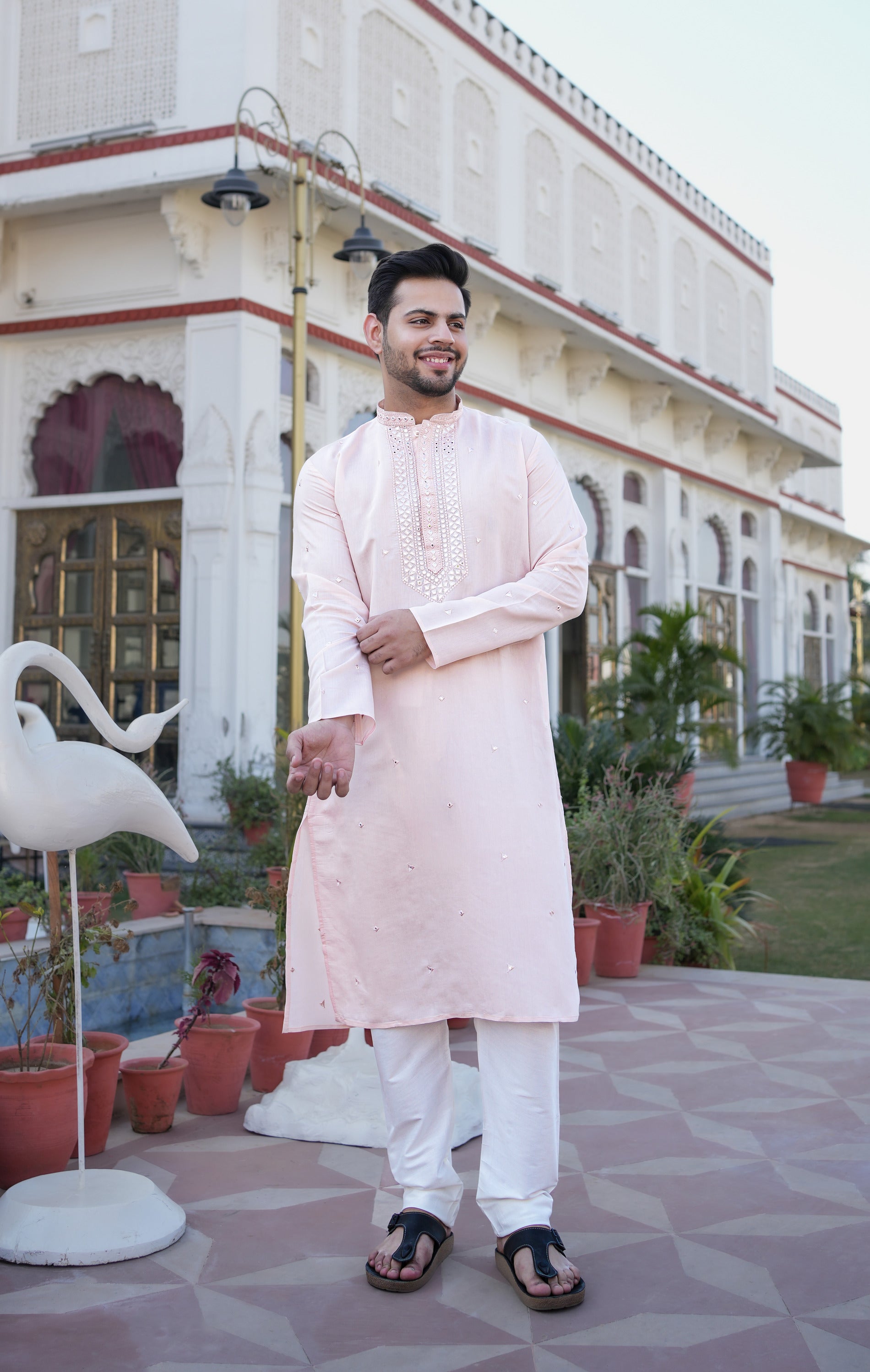 Light Pink Mirrow work Kurta