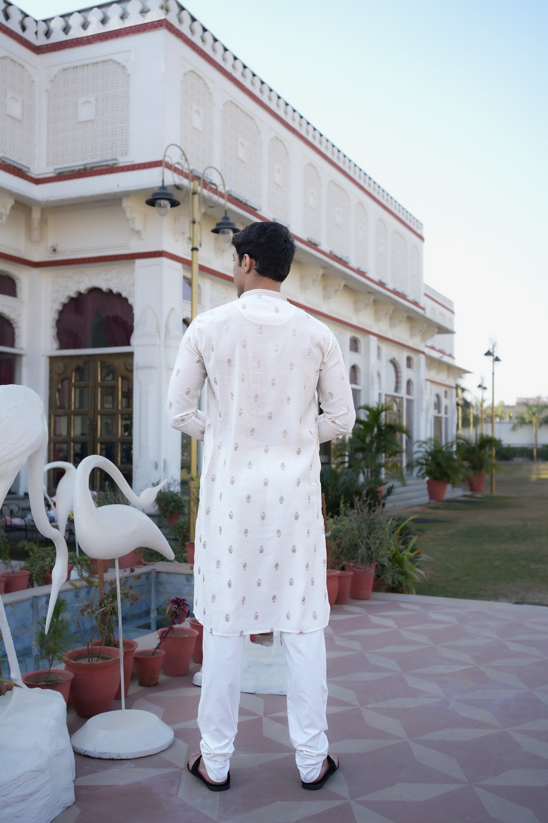 Cream Embroidered Kurta