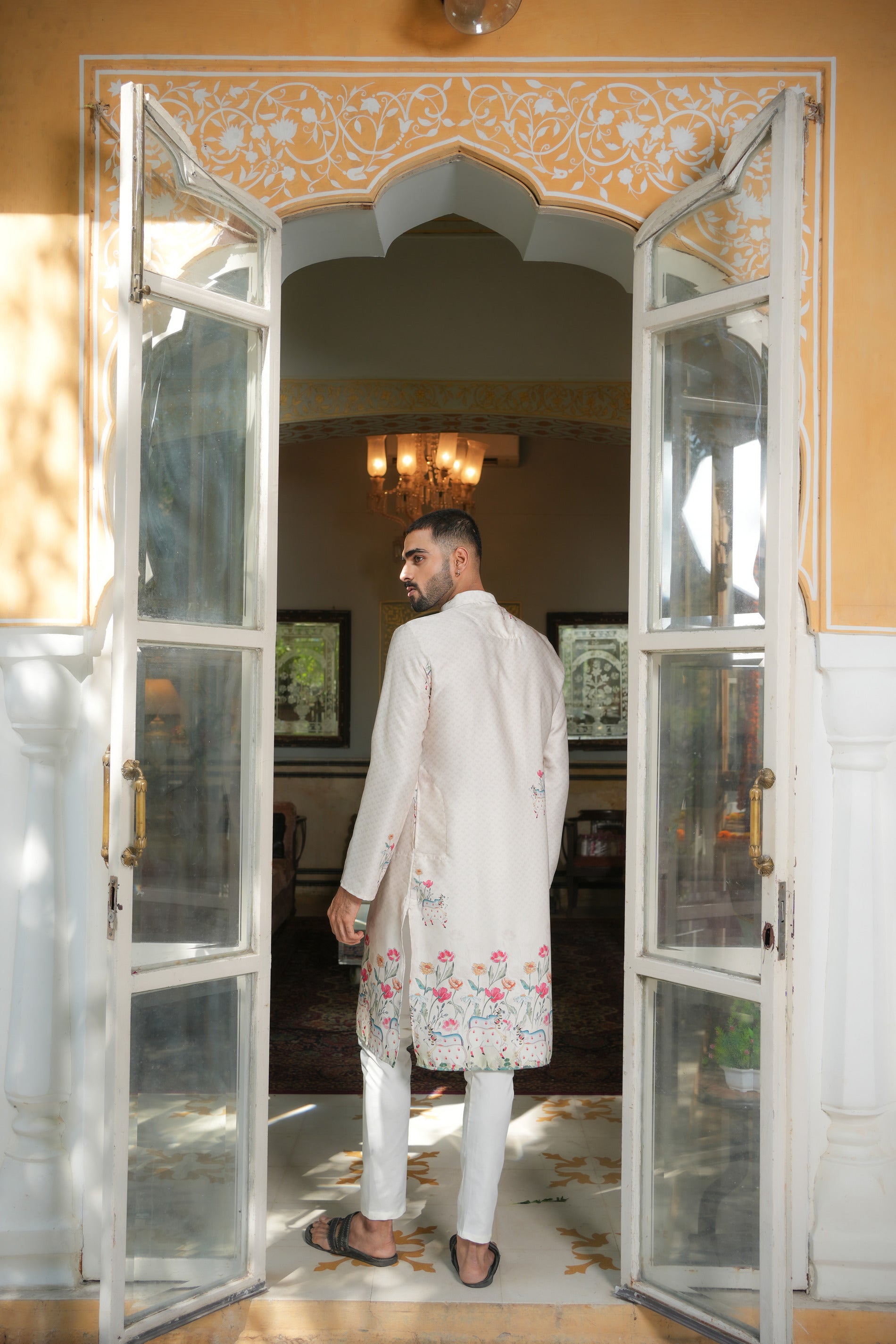 Traditional Cream Printed Kurta