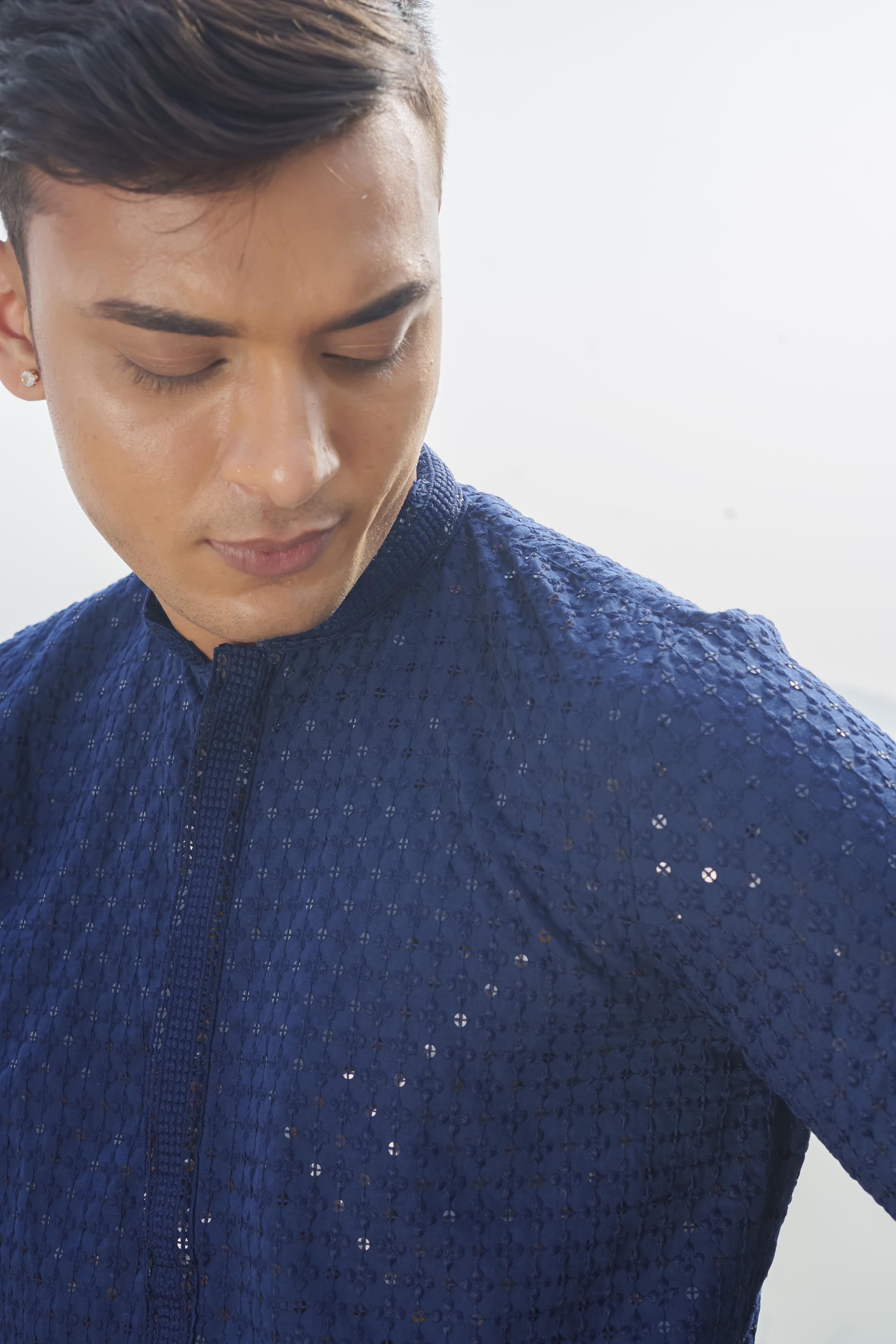 Navy Blue Chikankari sequence Kurta