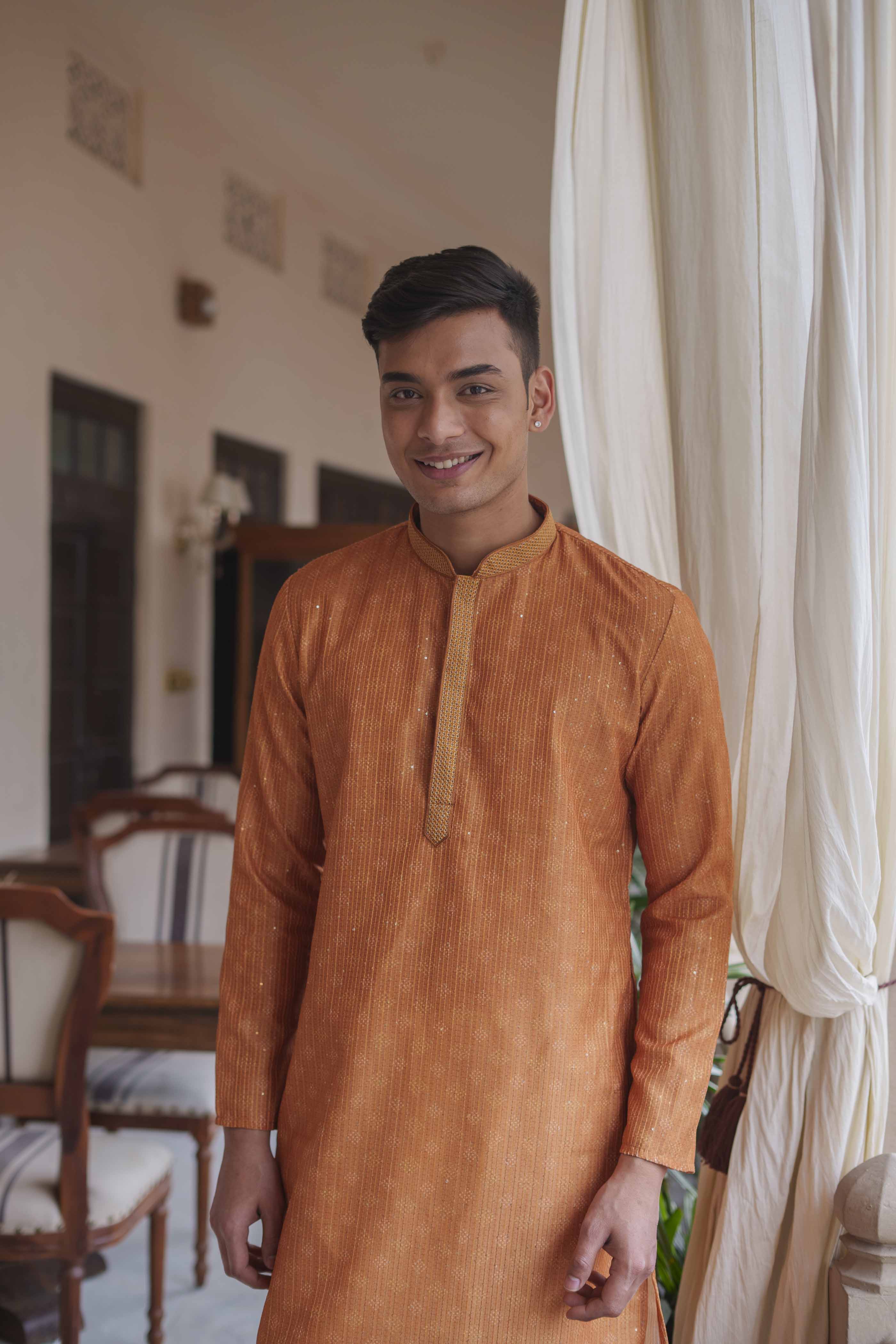 Yellow Sequence Printed Kurta