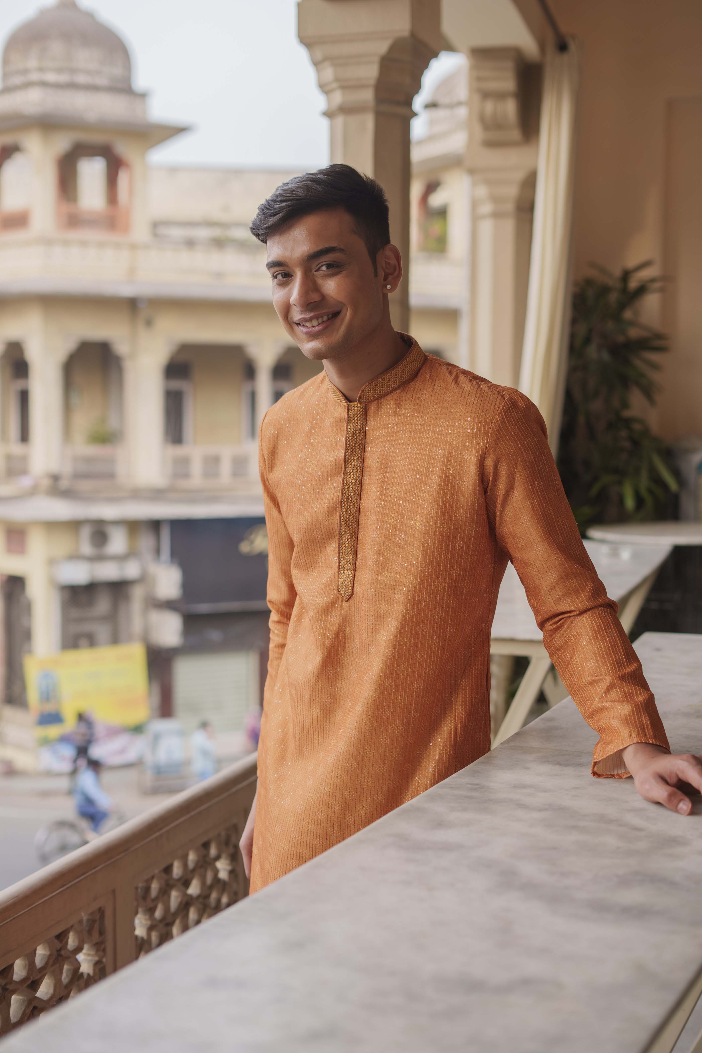 Yellow Sequence Printed Kurta