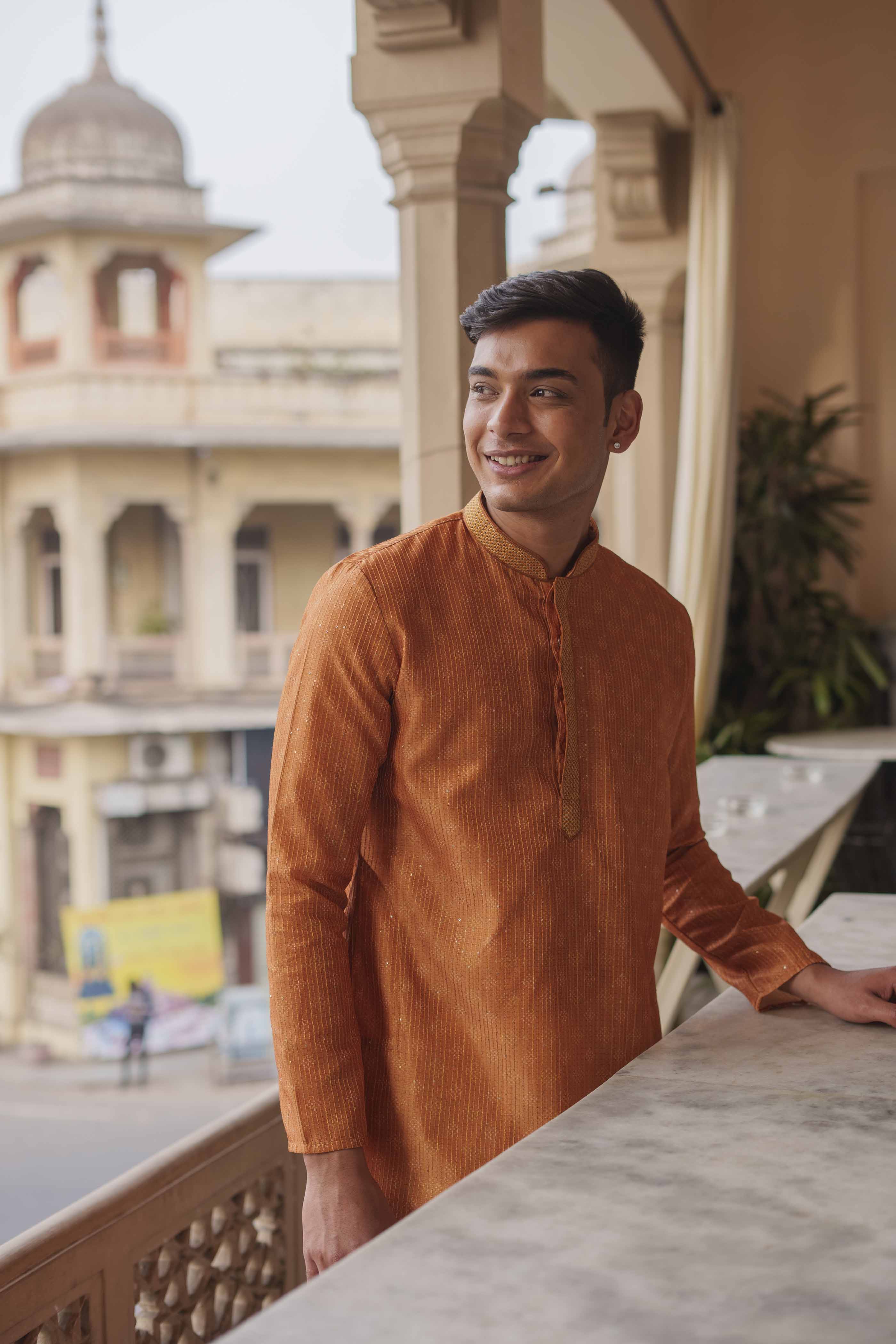 Yellow Sequence Printed Kurta