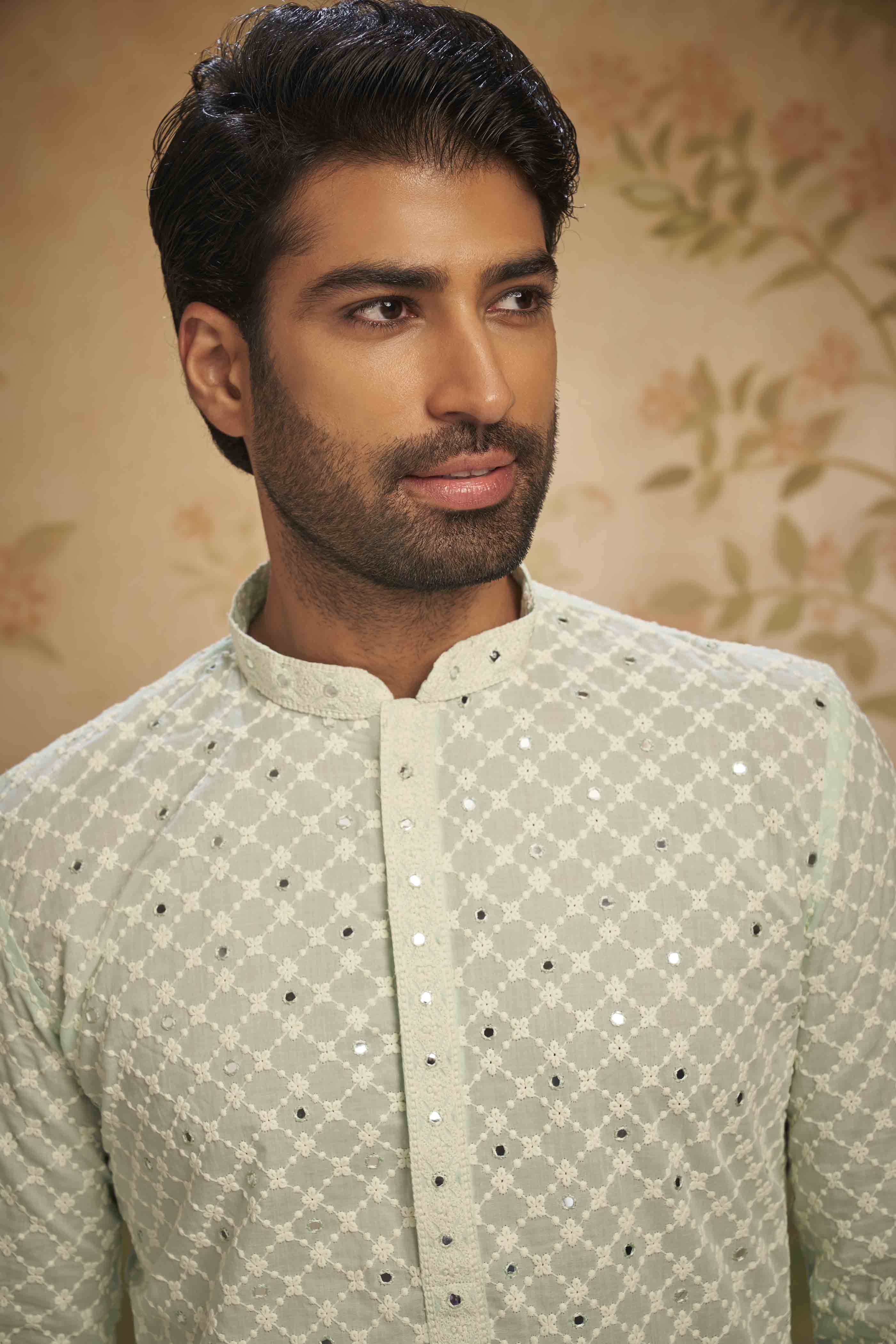 Light Blue Chikankari Kurta with Mirror work