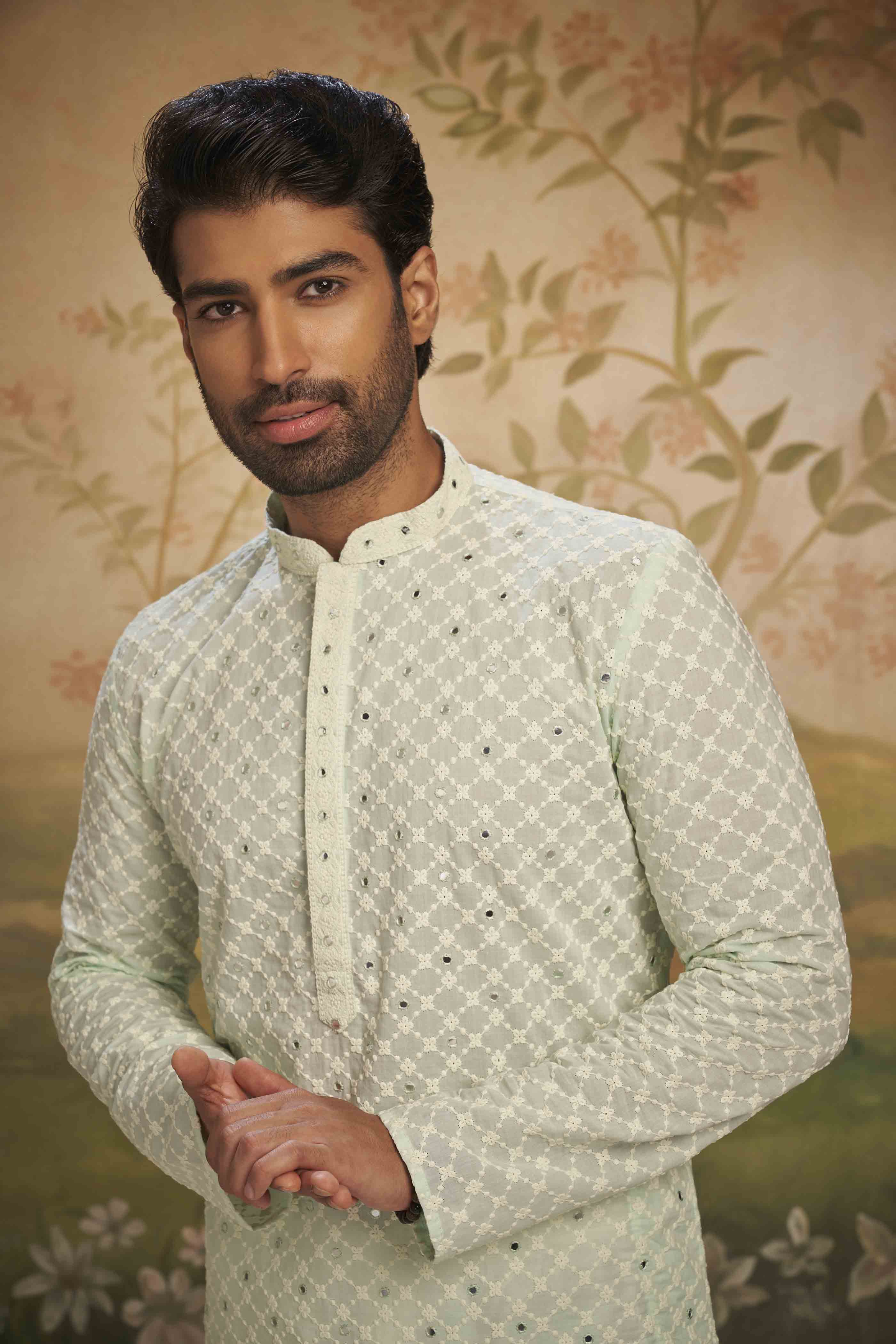 Light Blue Chikankari Kurta with Mirror work