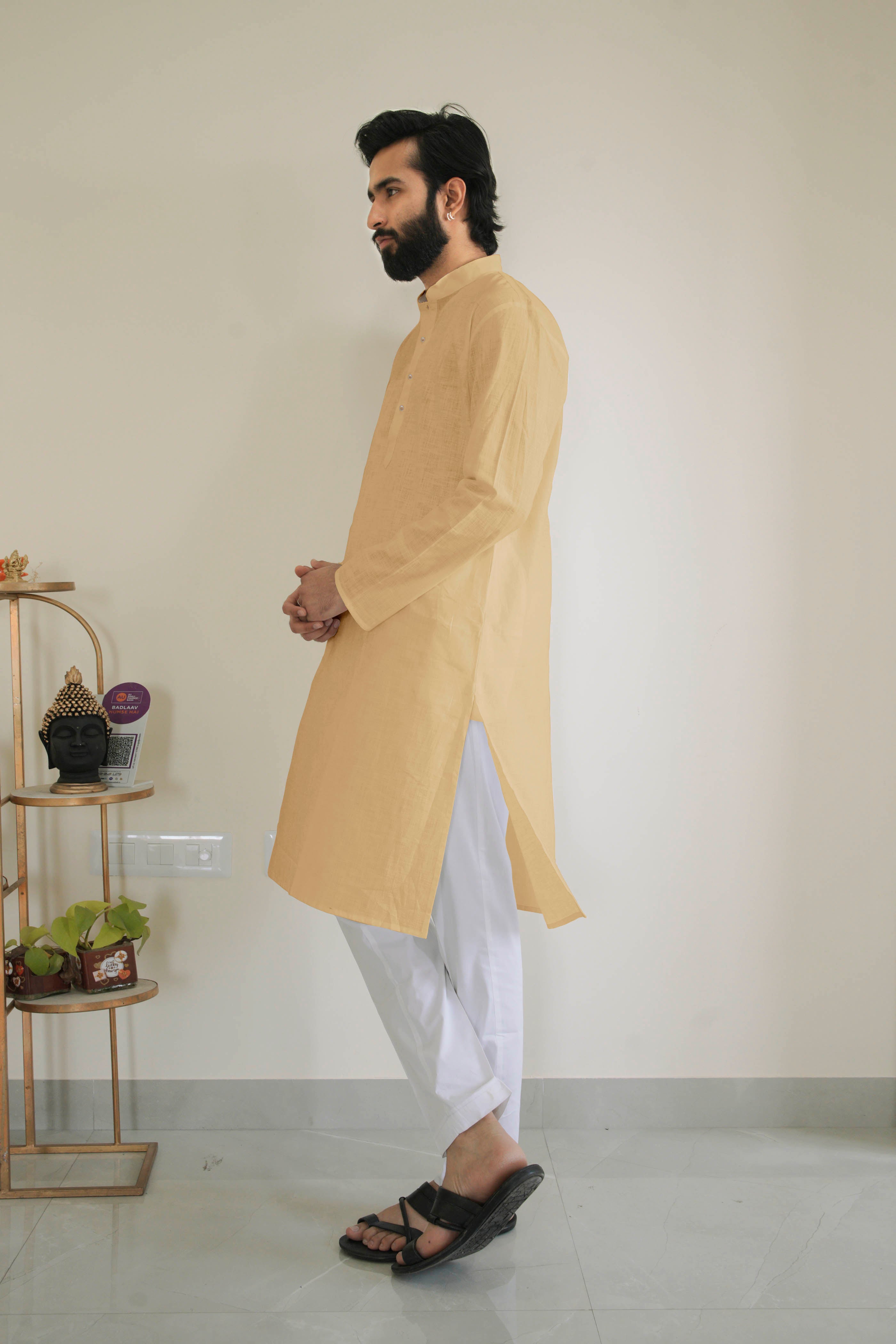 Light Yellow Cotton Kurta