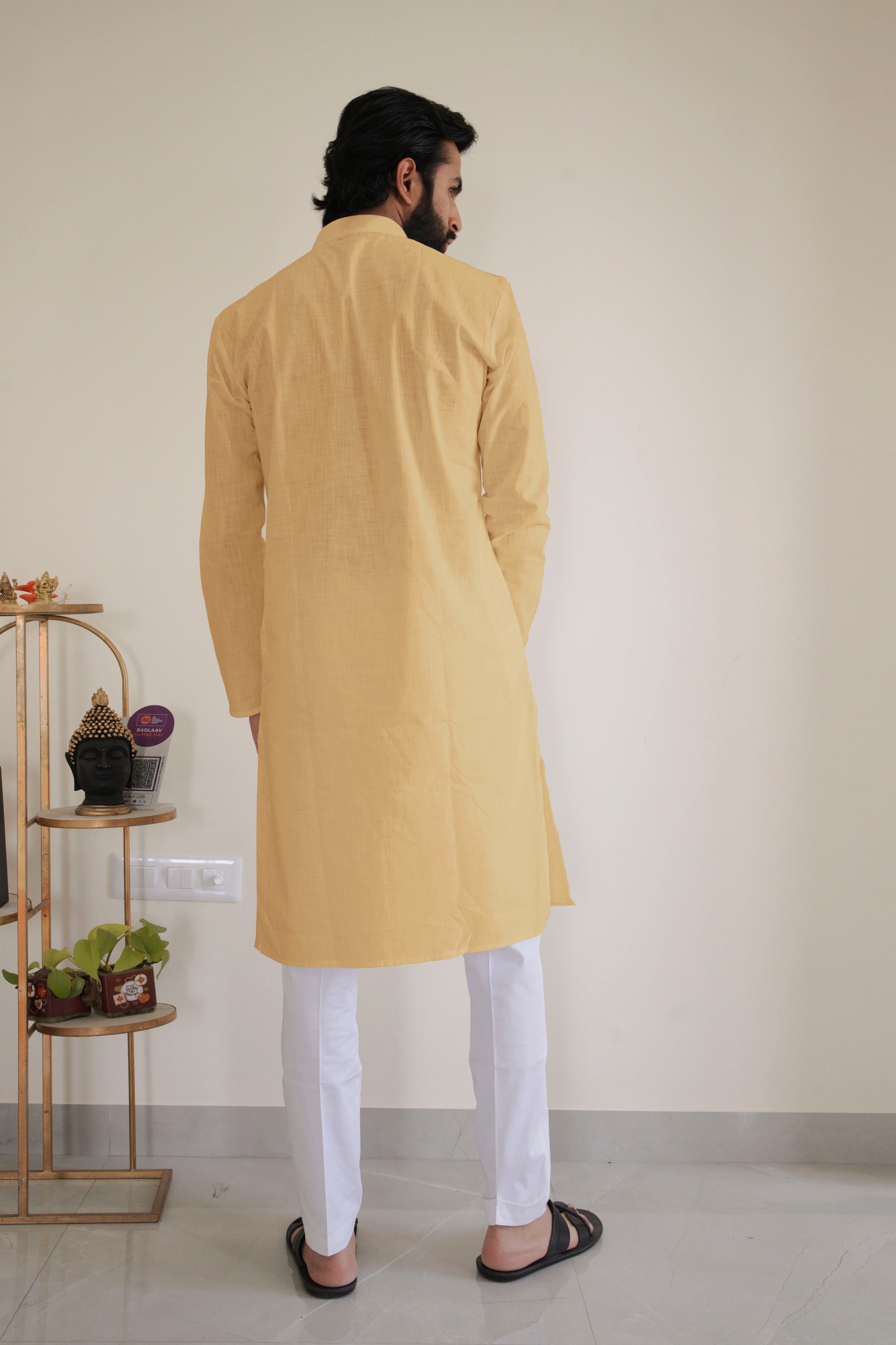 Light Yellow Cotton Kurta