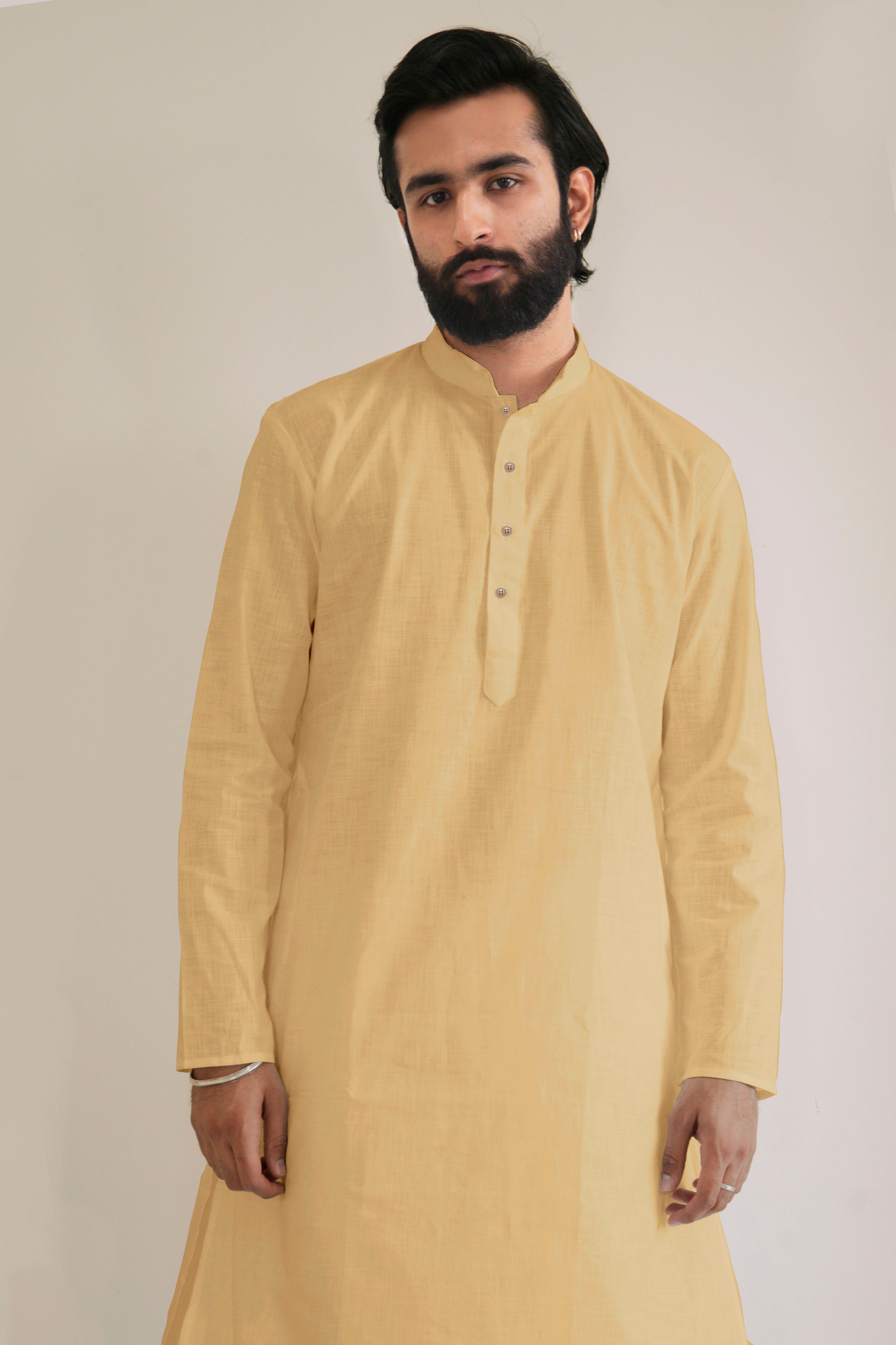 Light Yellow Cotton Kurta