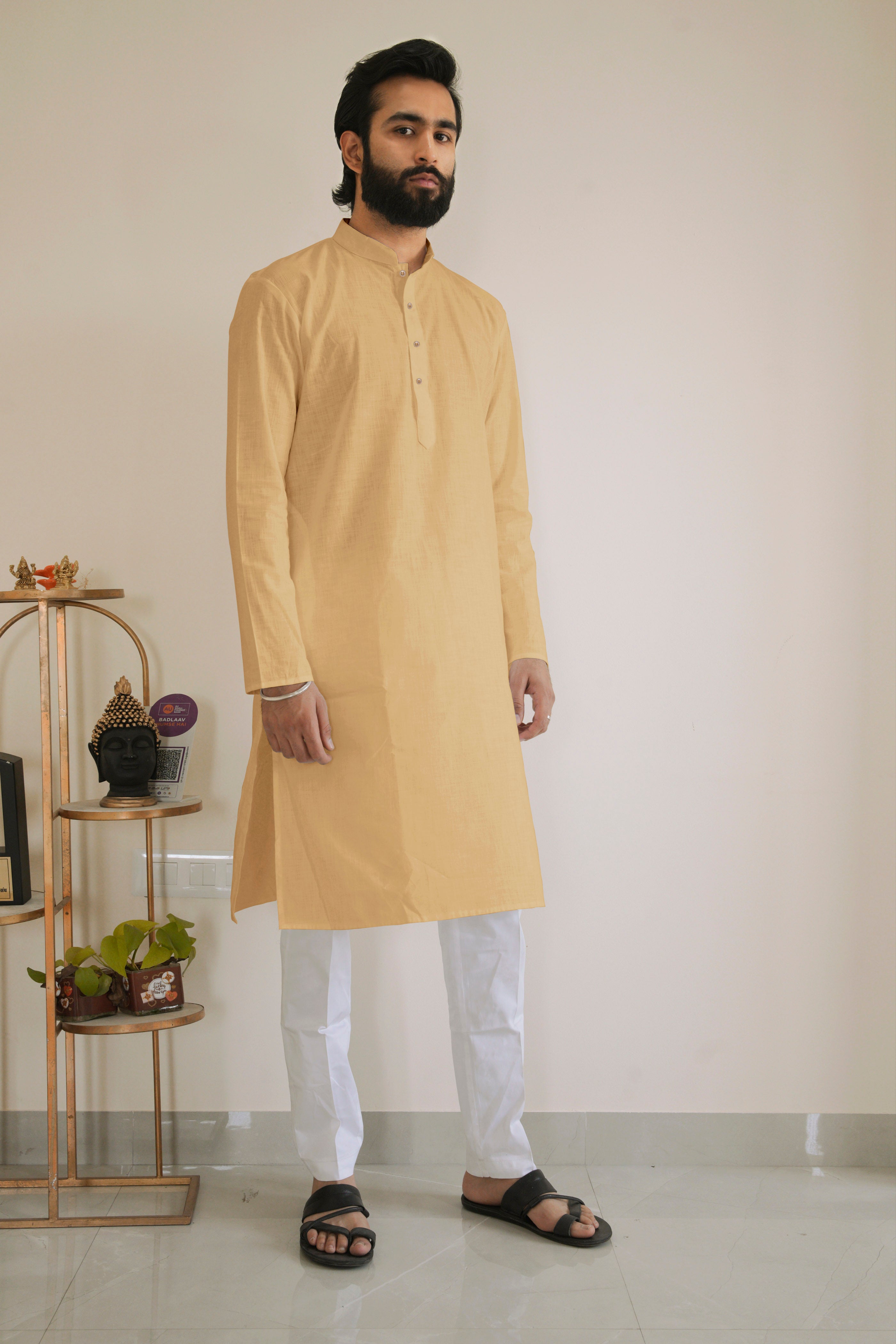 Light Yellow Cotton Kurta