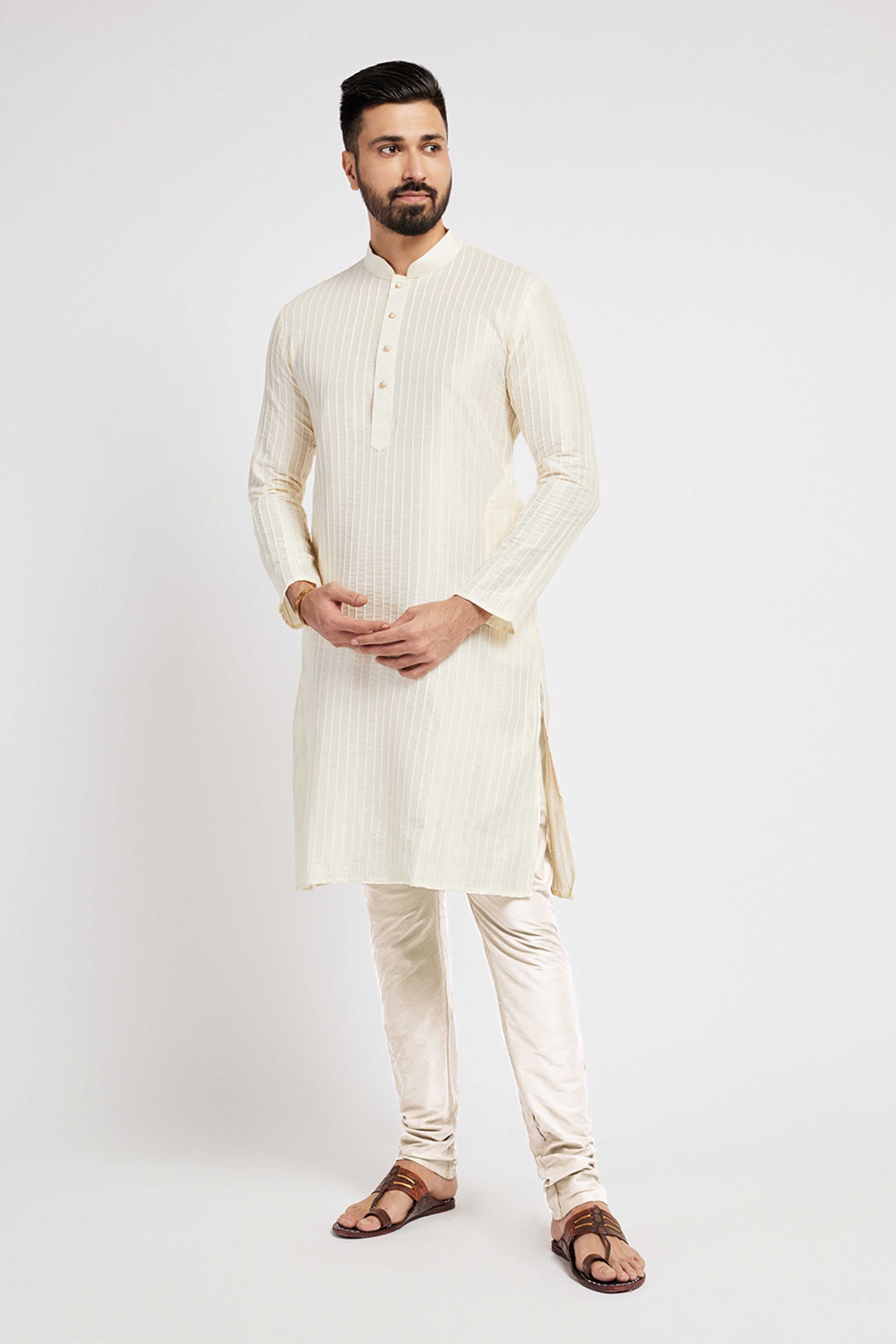 Cream Blended Mens Churidar