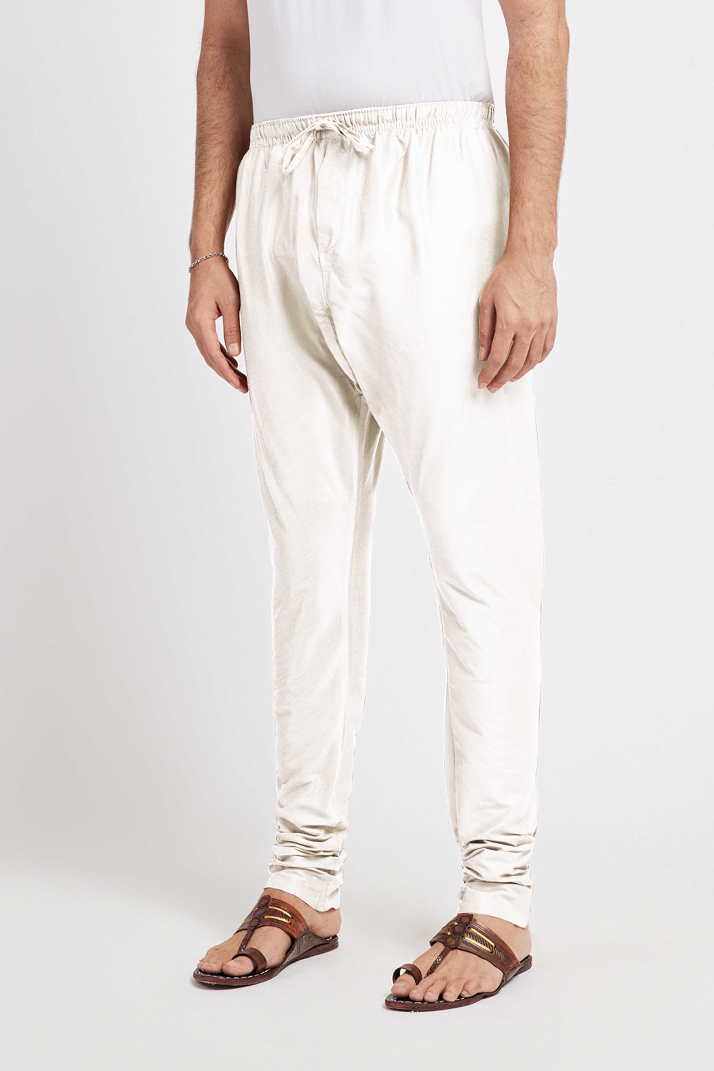 Off White Blended Mens Churidar