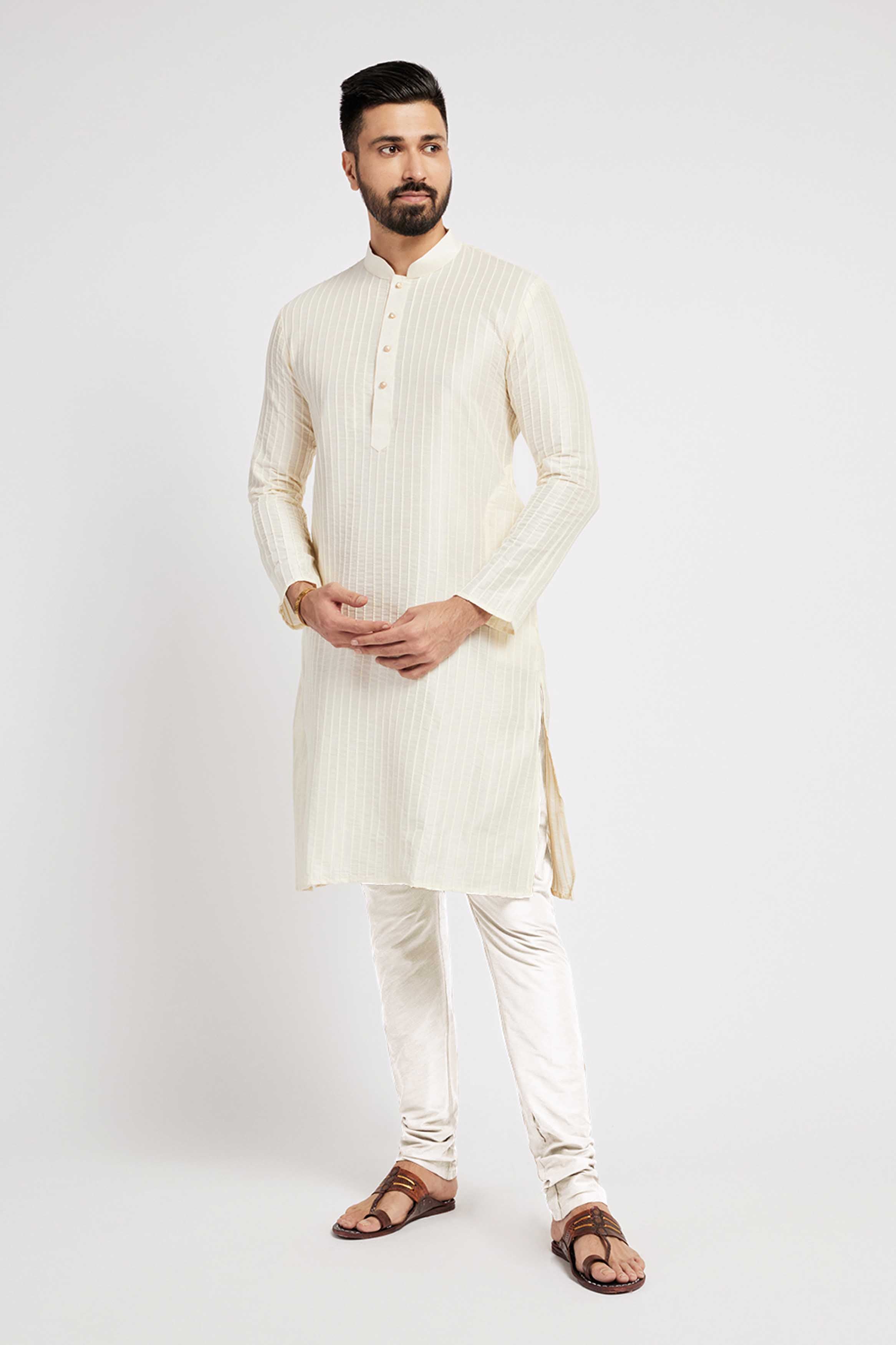 Off White Blended Mens Churidar