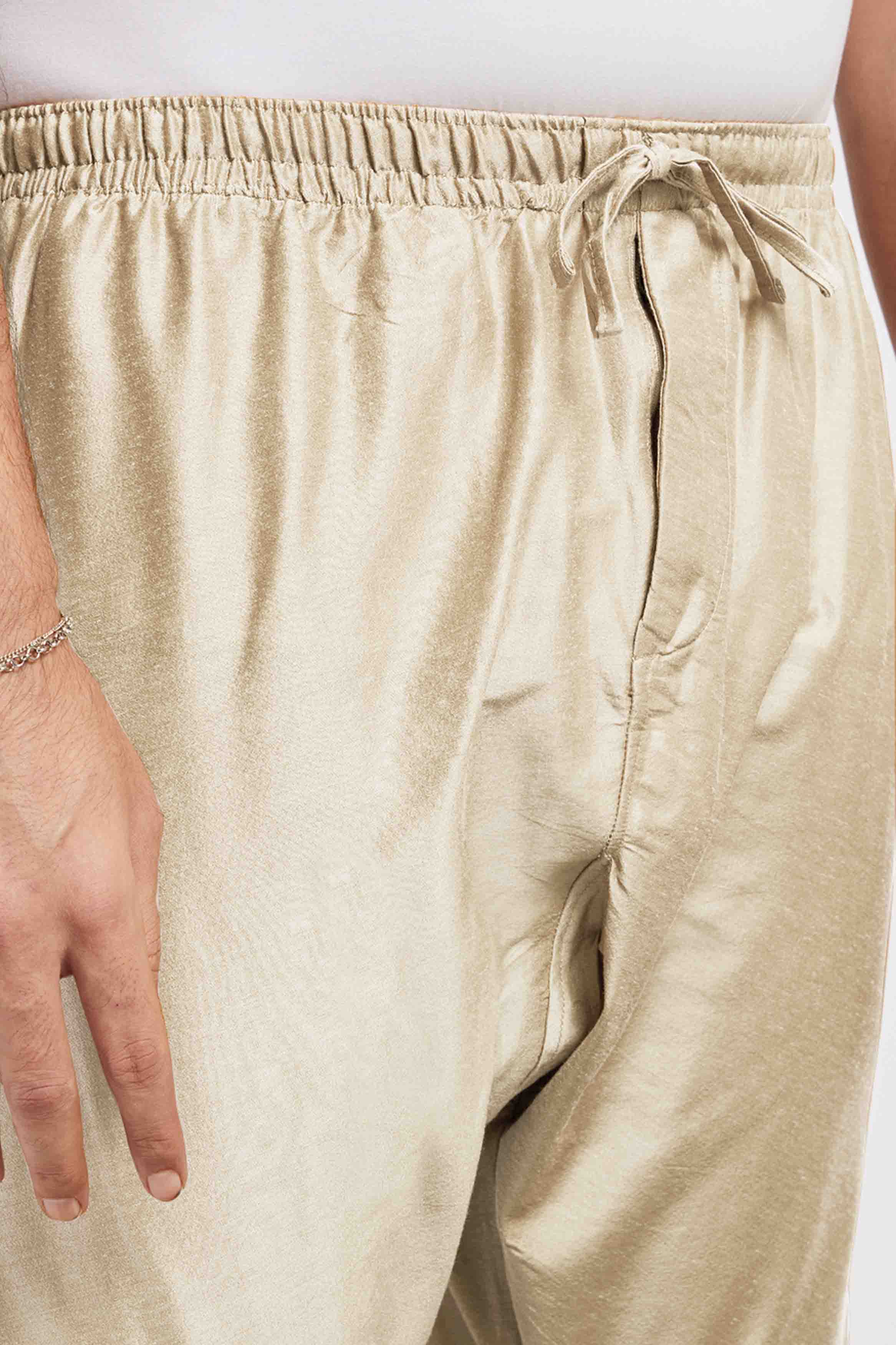 Beige Blended Mens Churidar