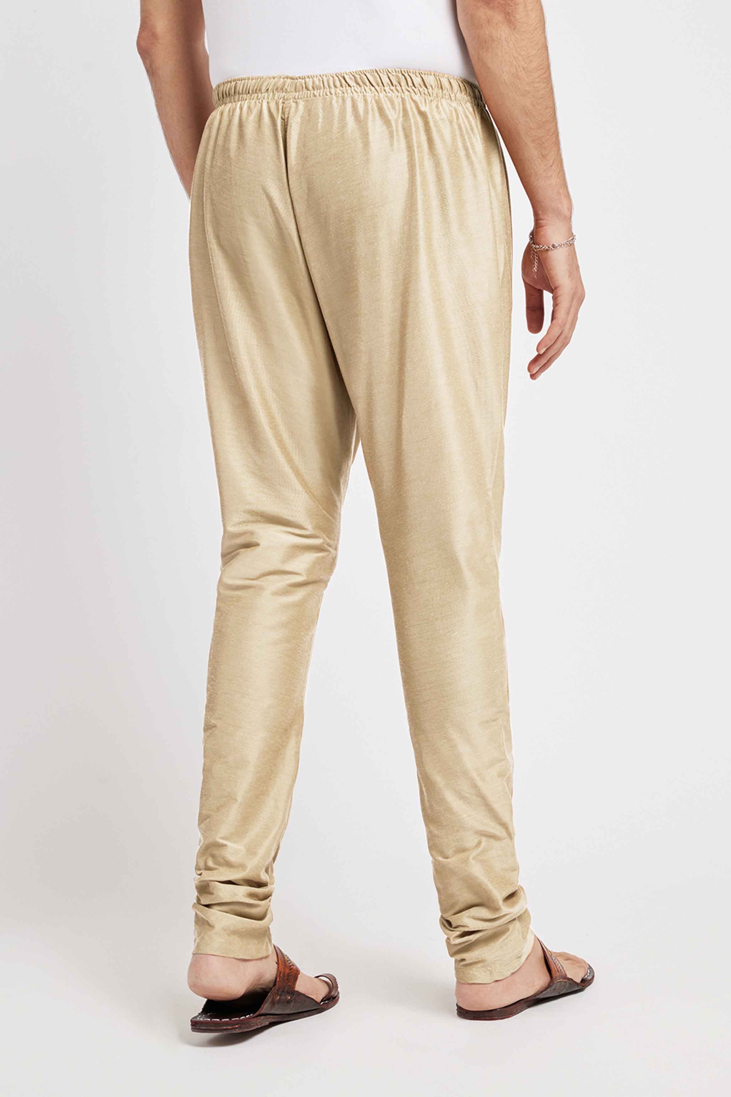 Beige Blended Mens Churidar