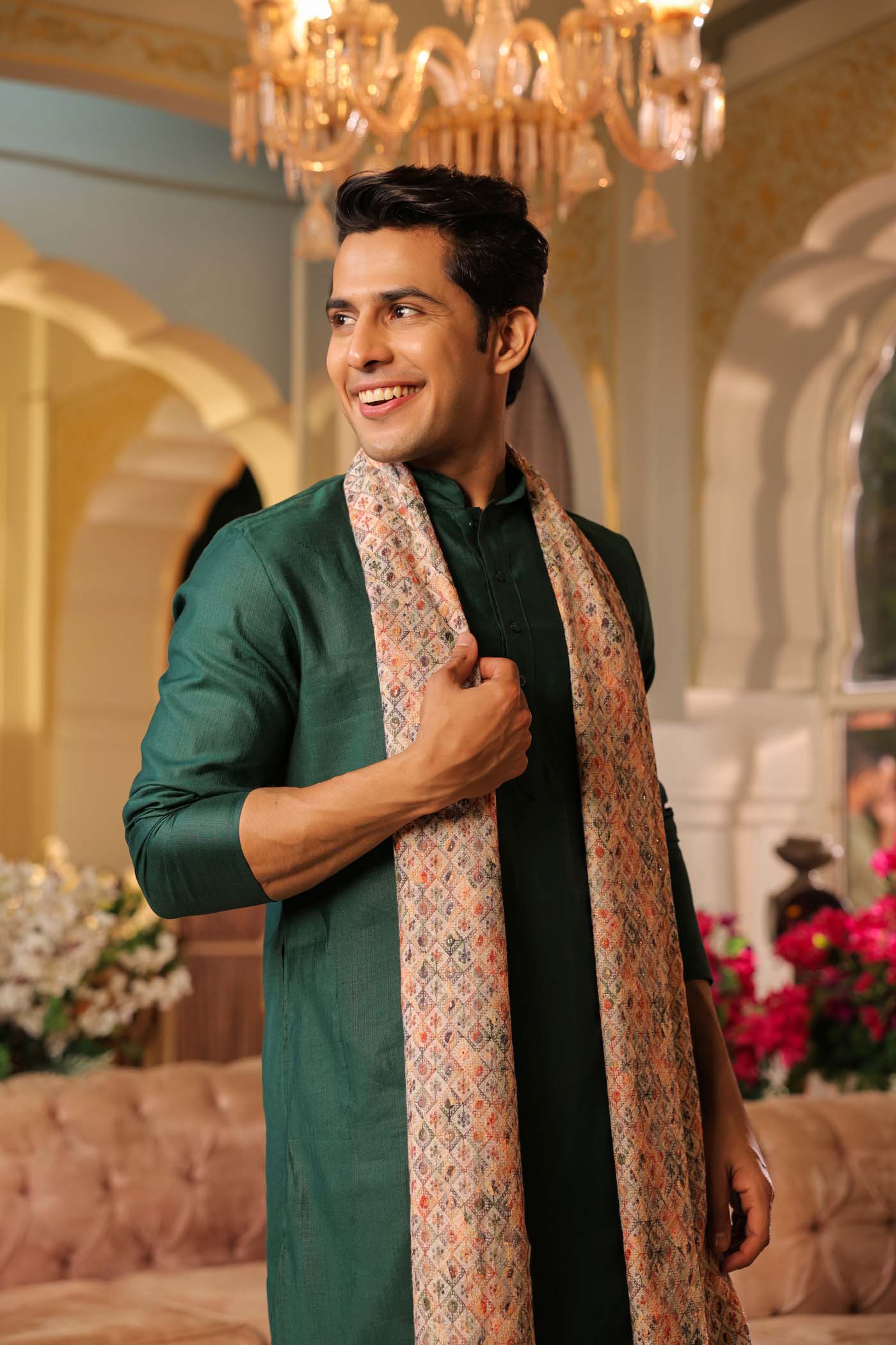 Multicolour Chikankari Dupatta