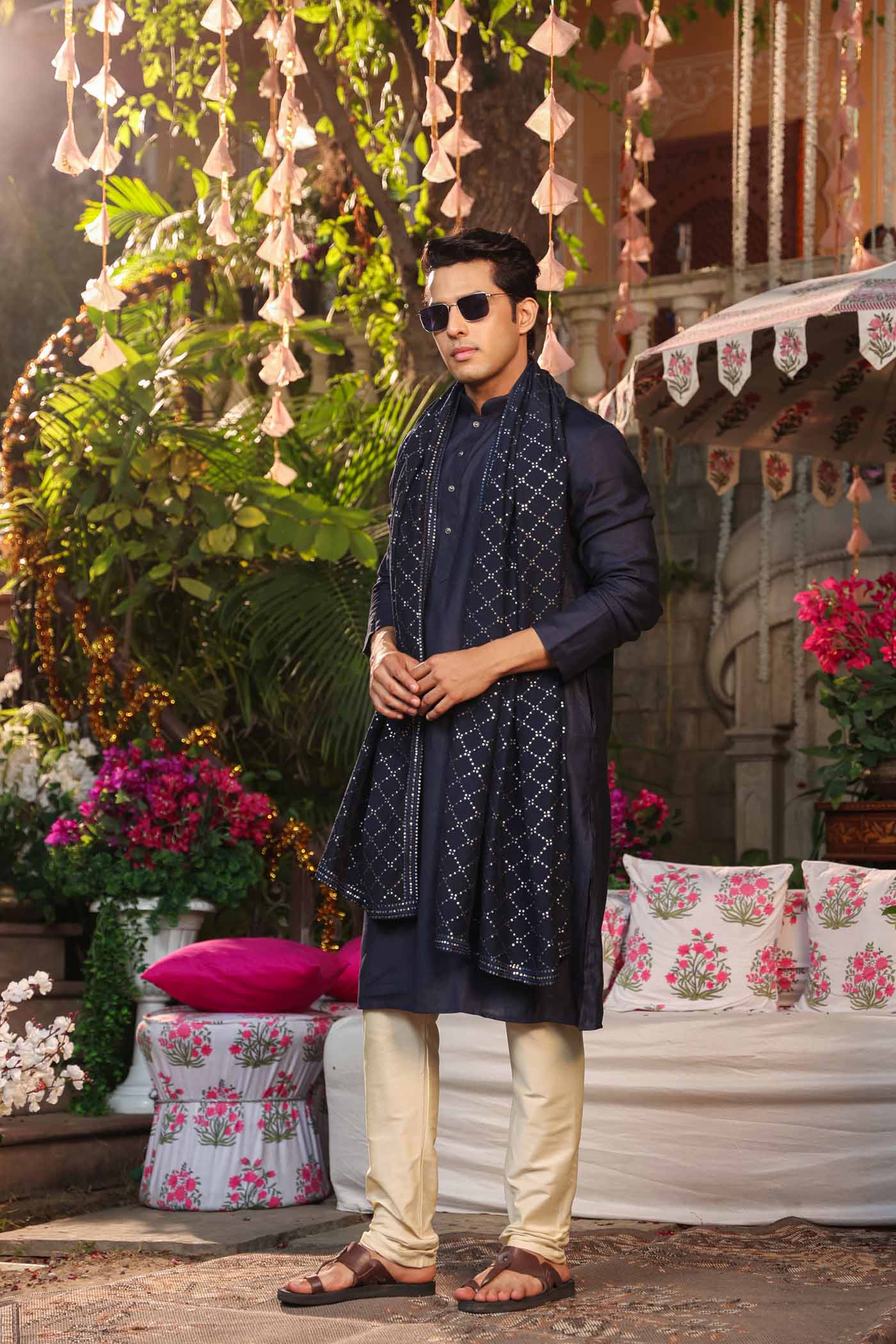 Navy Blue Sequence Dupatta