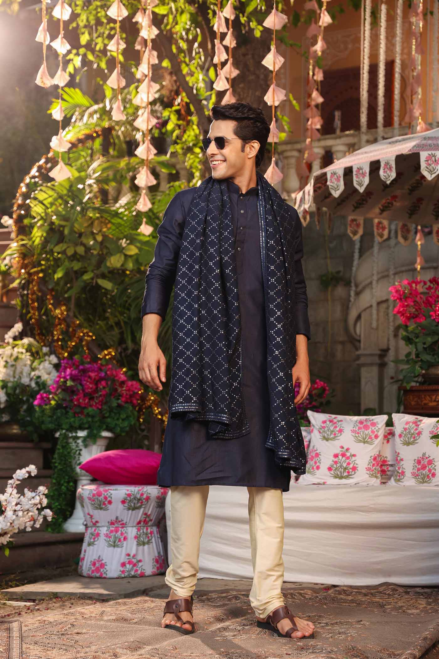 Navy Blue Sequence Dupatta