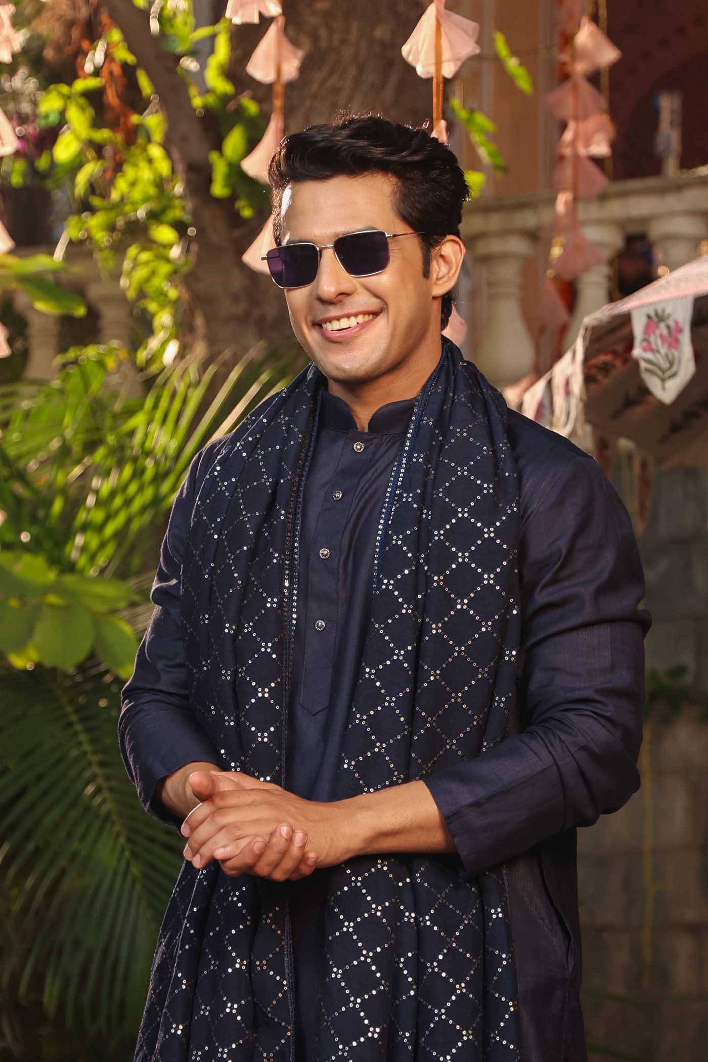 Navy Blue Sequence Dupatta