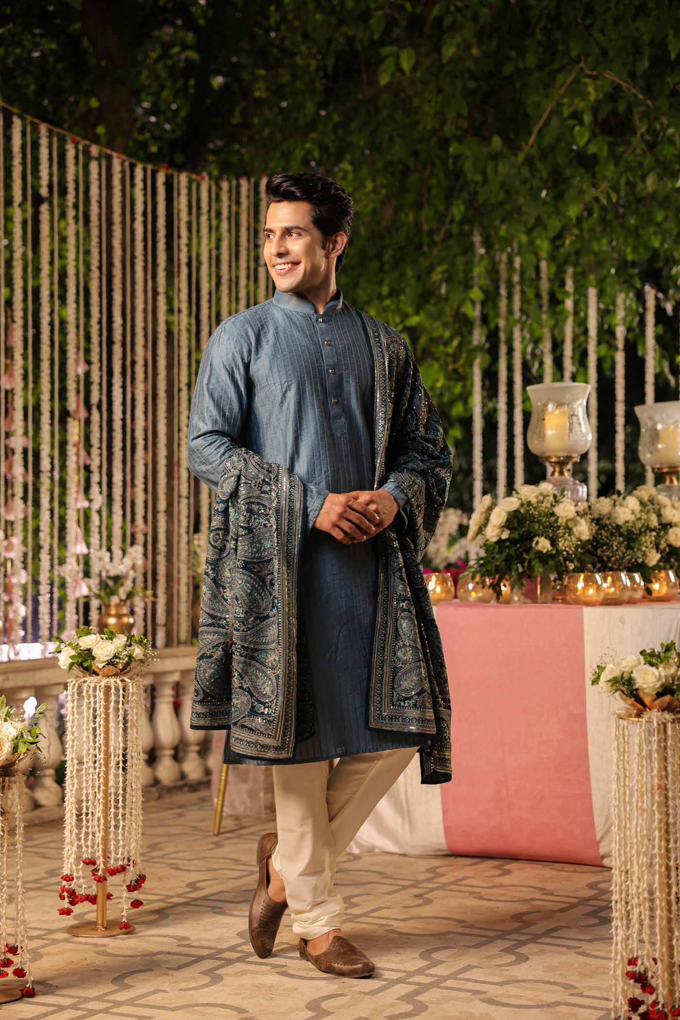 Green Heavy Embroidery Dupatta