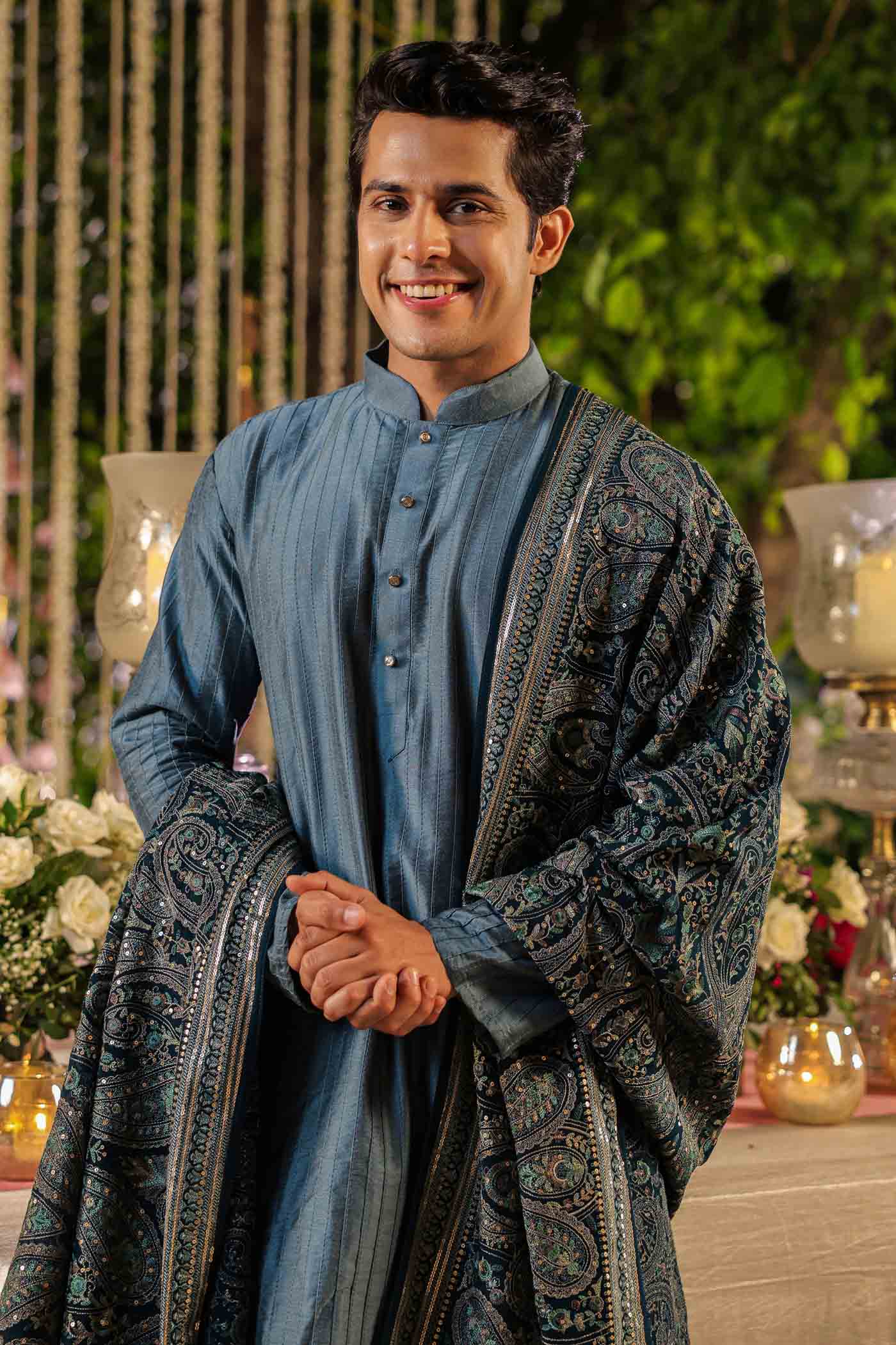 Green Heavy Embroidery Dupatta