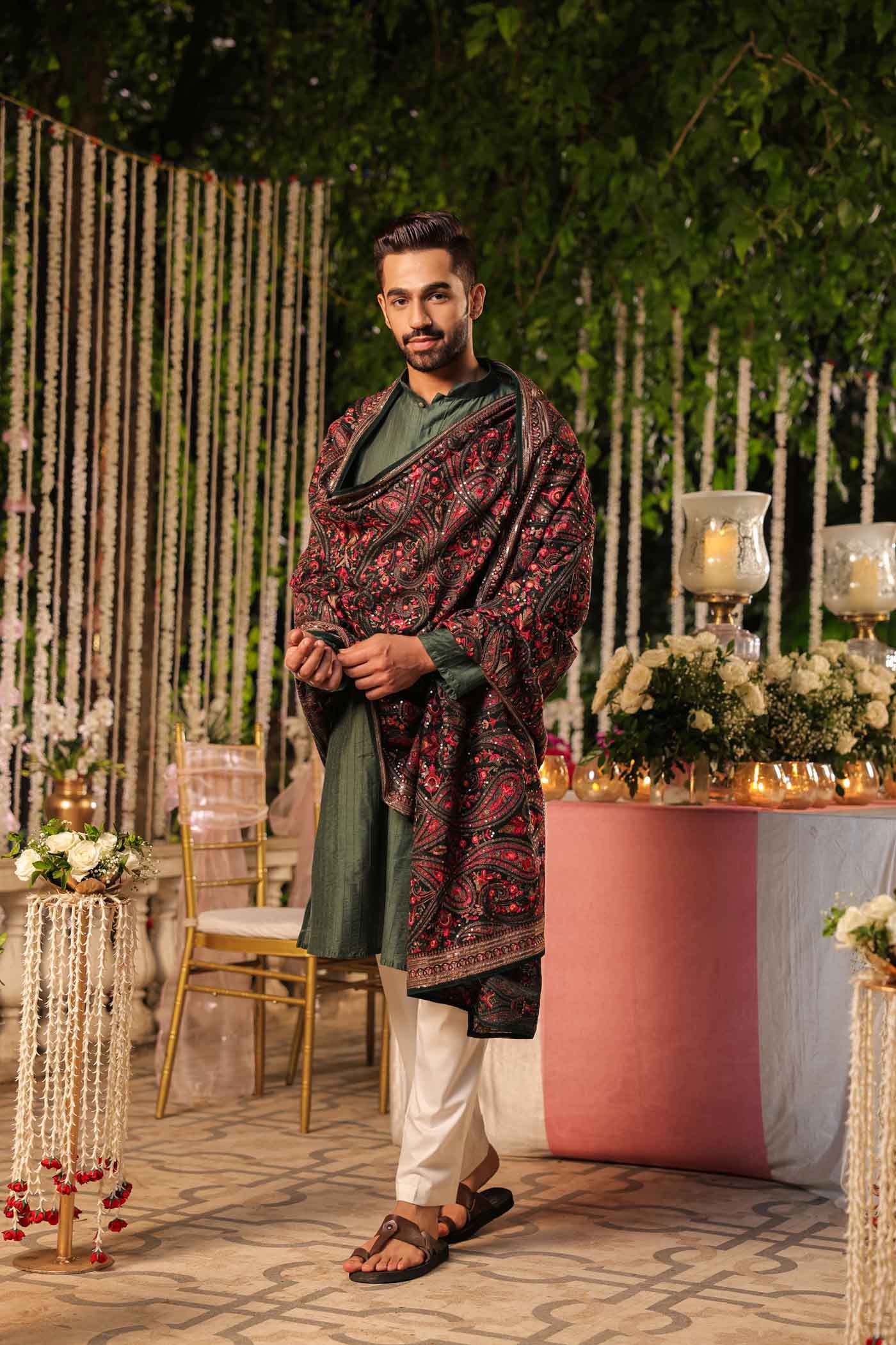 Red Heavy Embroidery Dupatta