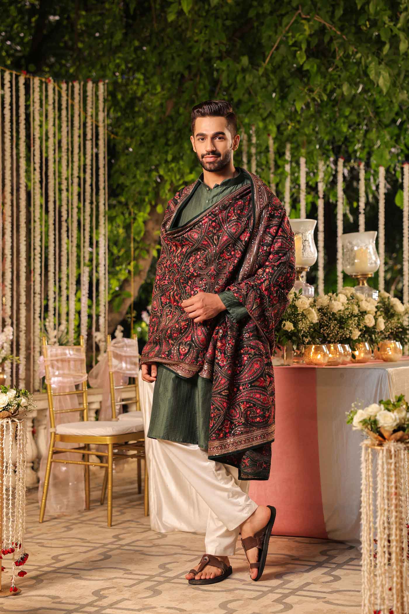 Red Heavy Embroidery Dupatta