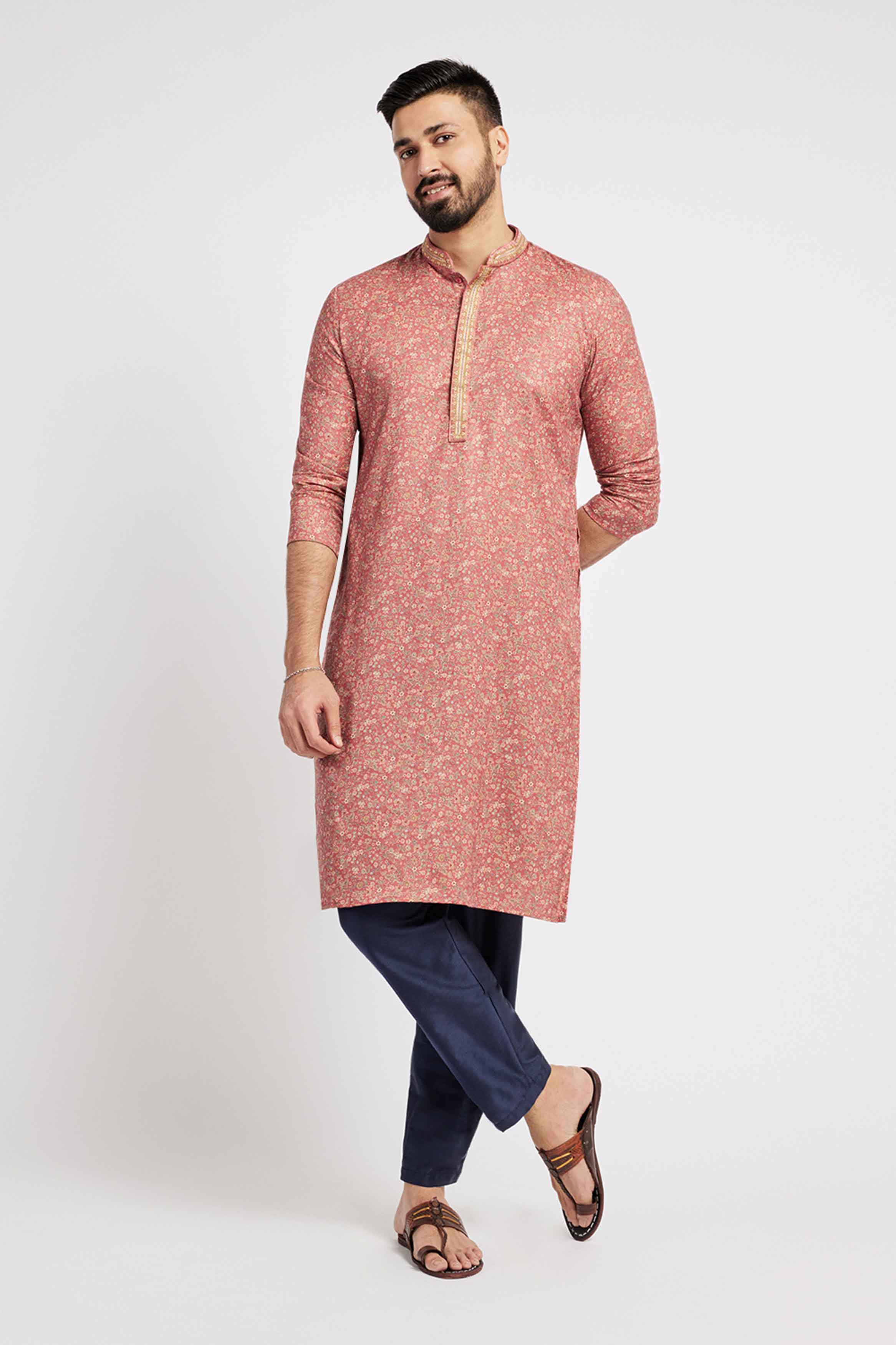Pink Floral Printed Kurta