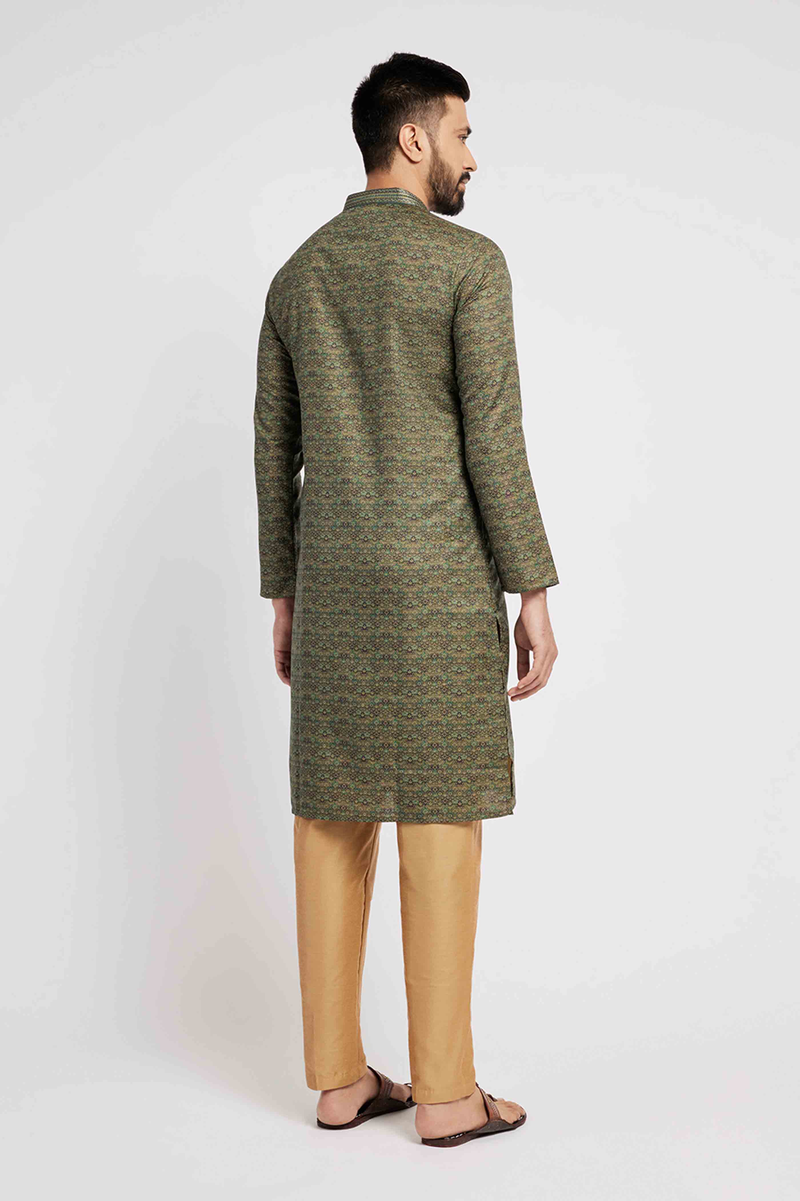 Shades of Green Traditional Printed Men's Ethnic Kurta