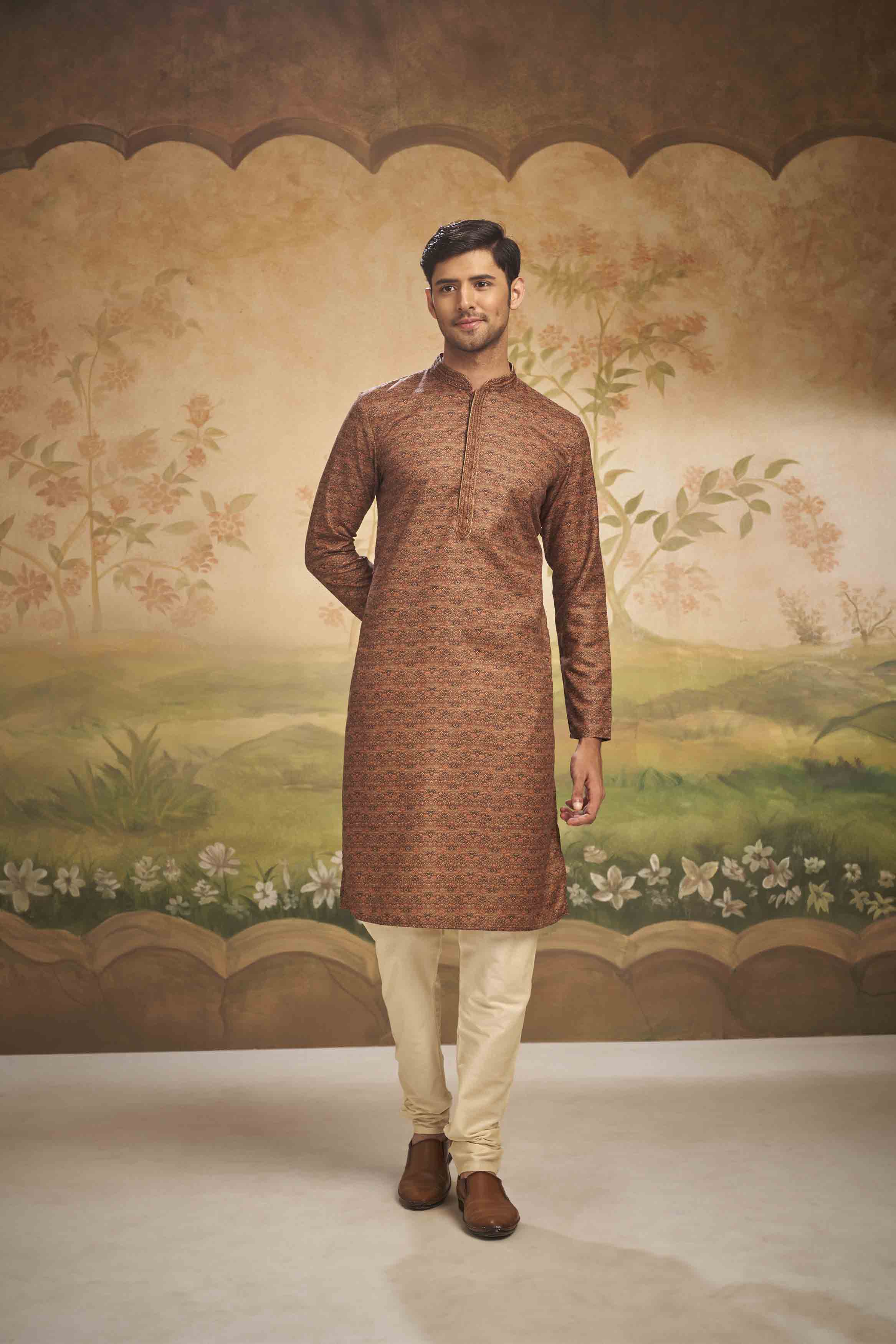 Brown Traditional Printed Kurta