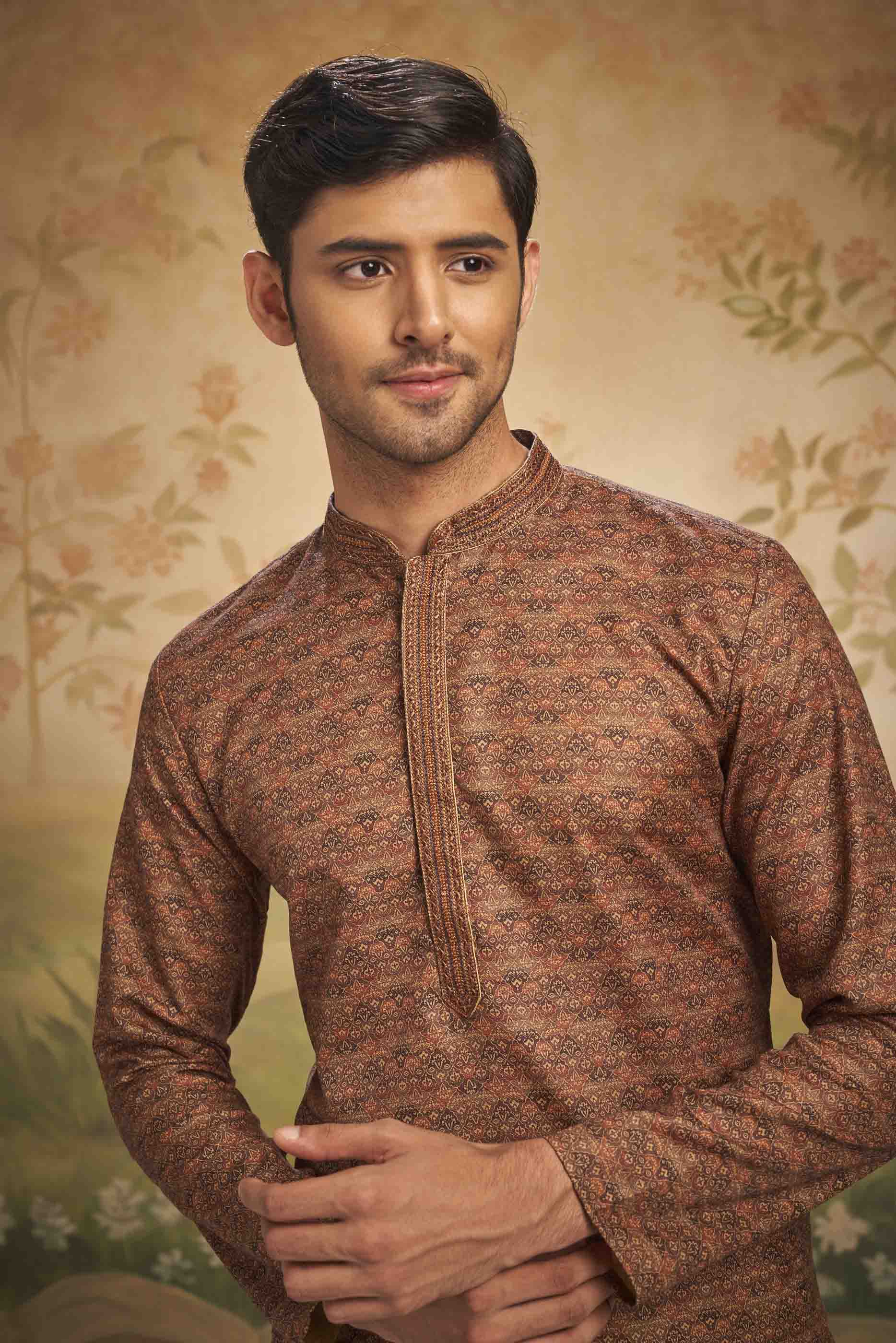 Brown Traditional Printed Kurta