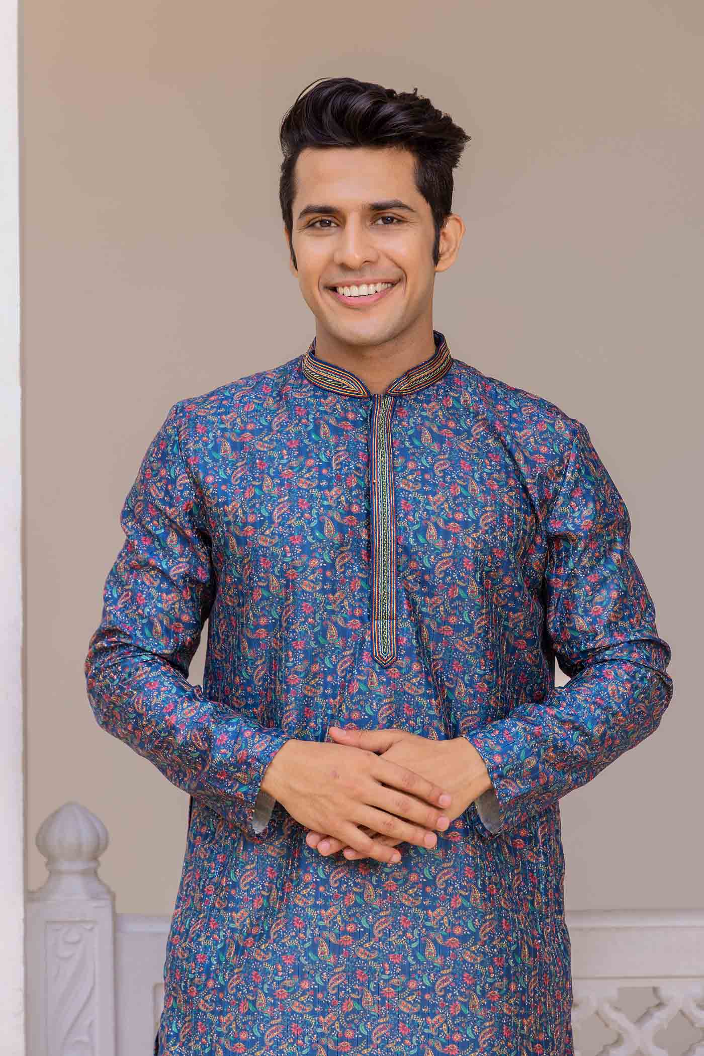 Blue Paisley Printed Kurta with sequence