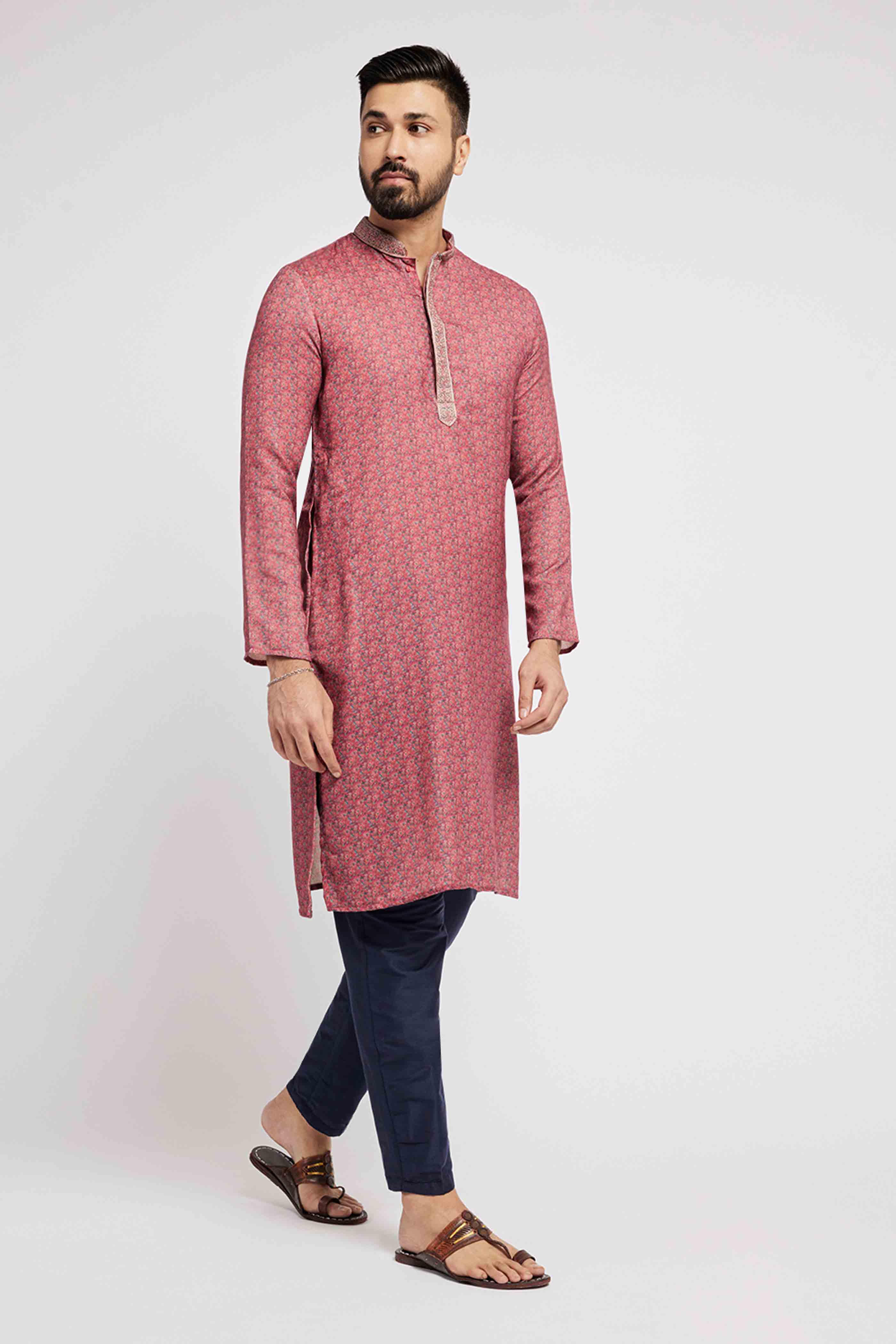 Pink Multicolour Floral Kurta