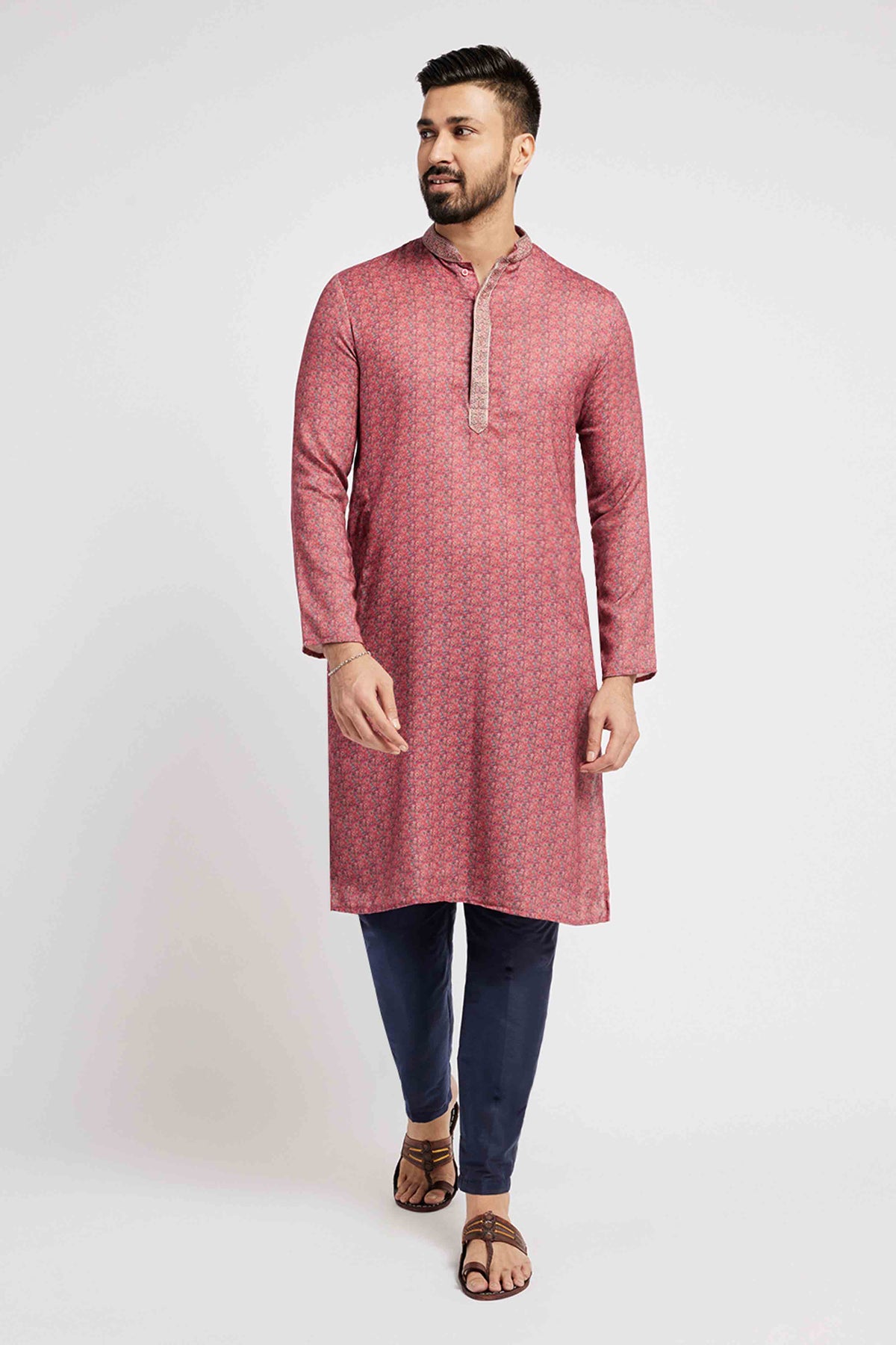 Pink Multicolour Floral Kurta