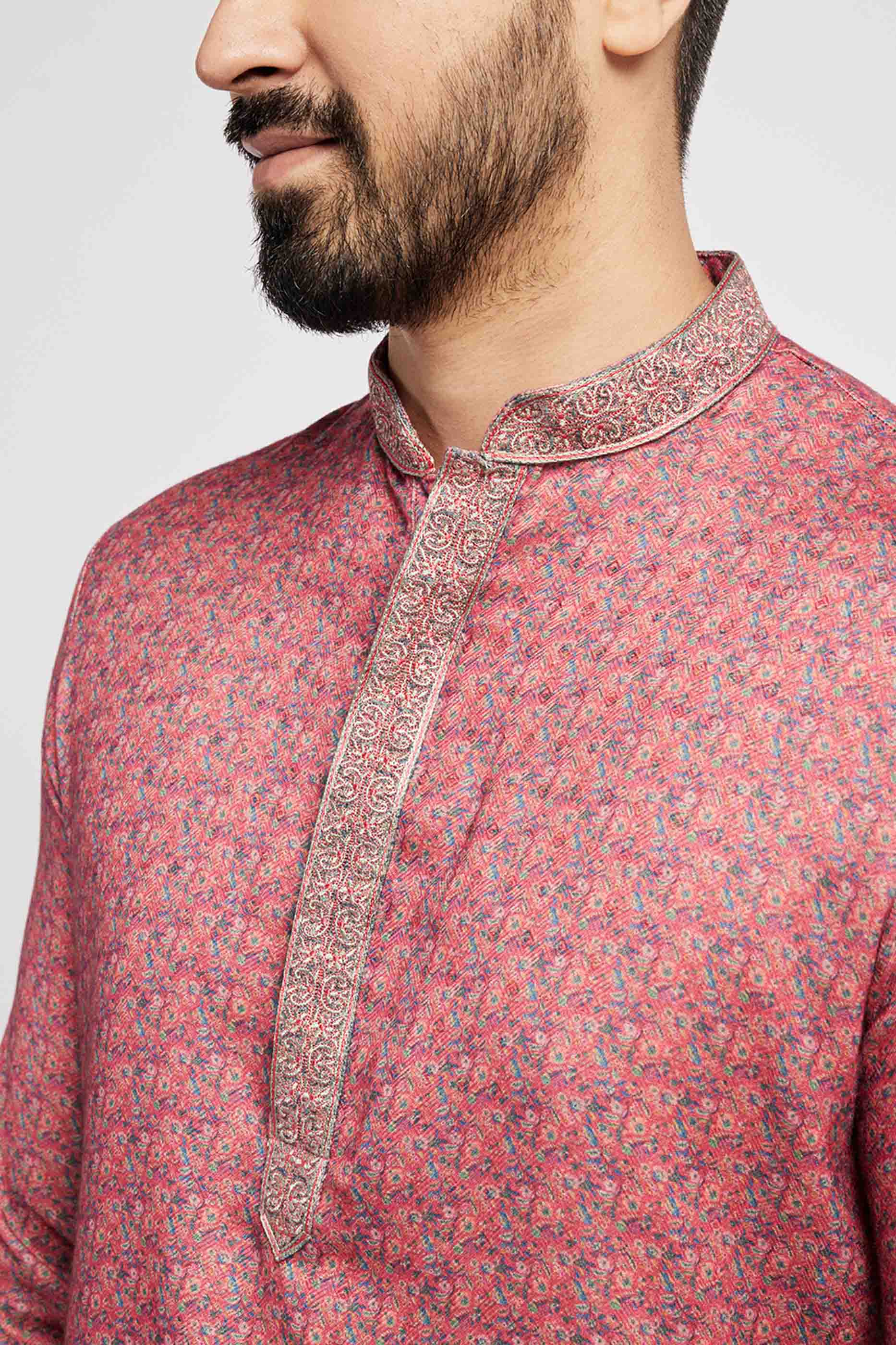 Pink Multicolour Floral Kurta