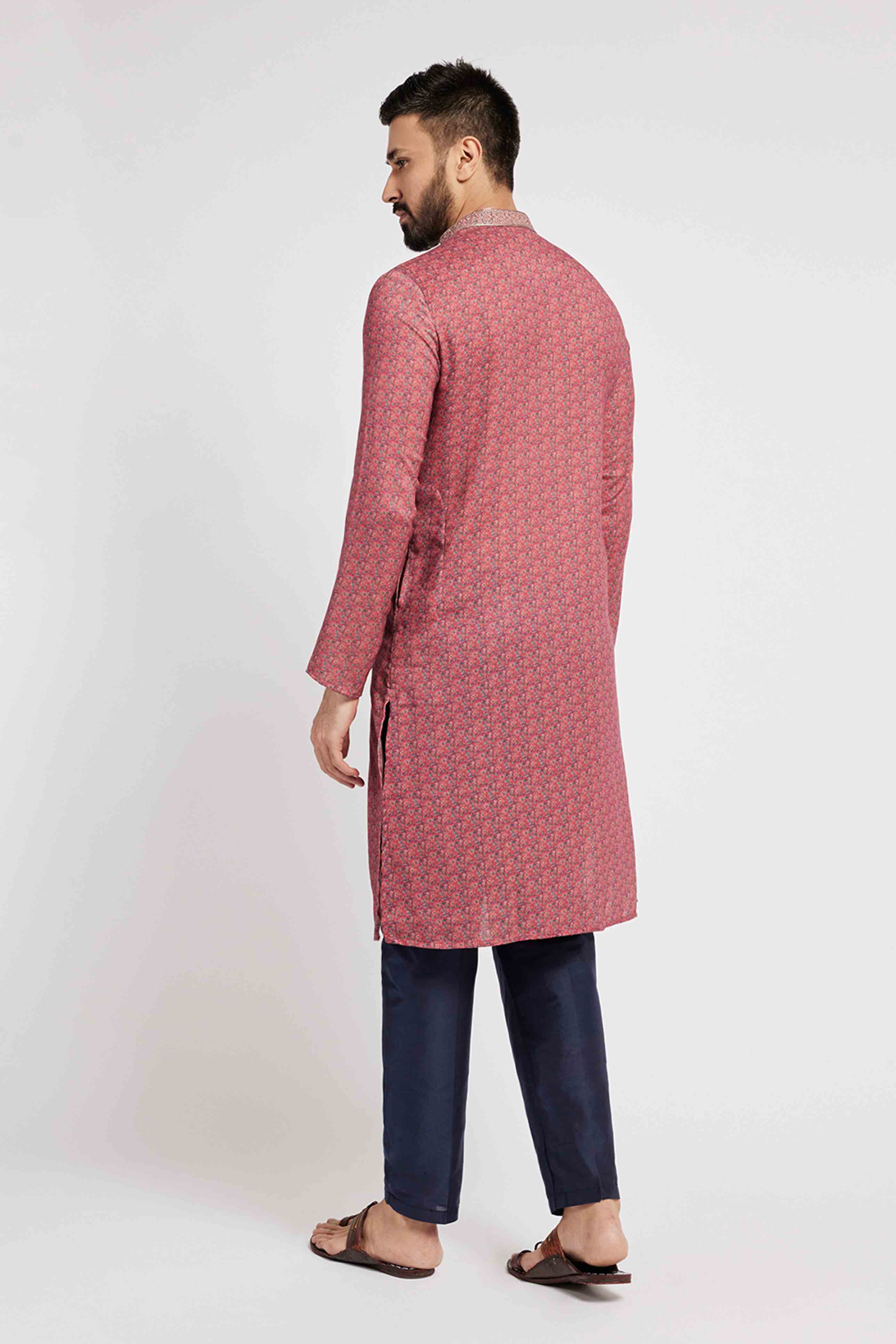 Pink Multicolour Floral Kurta