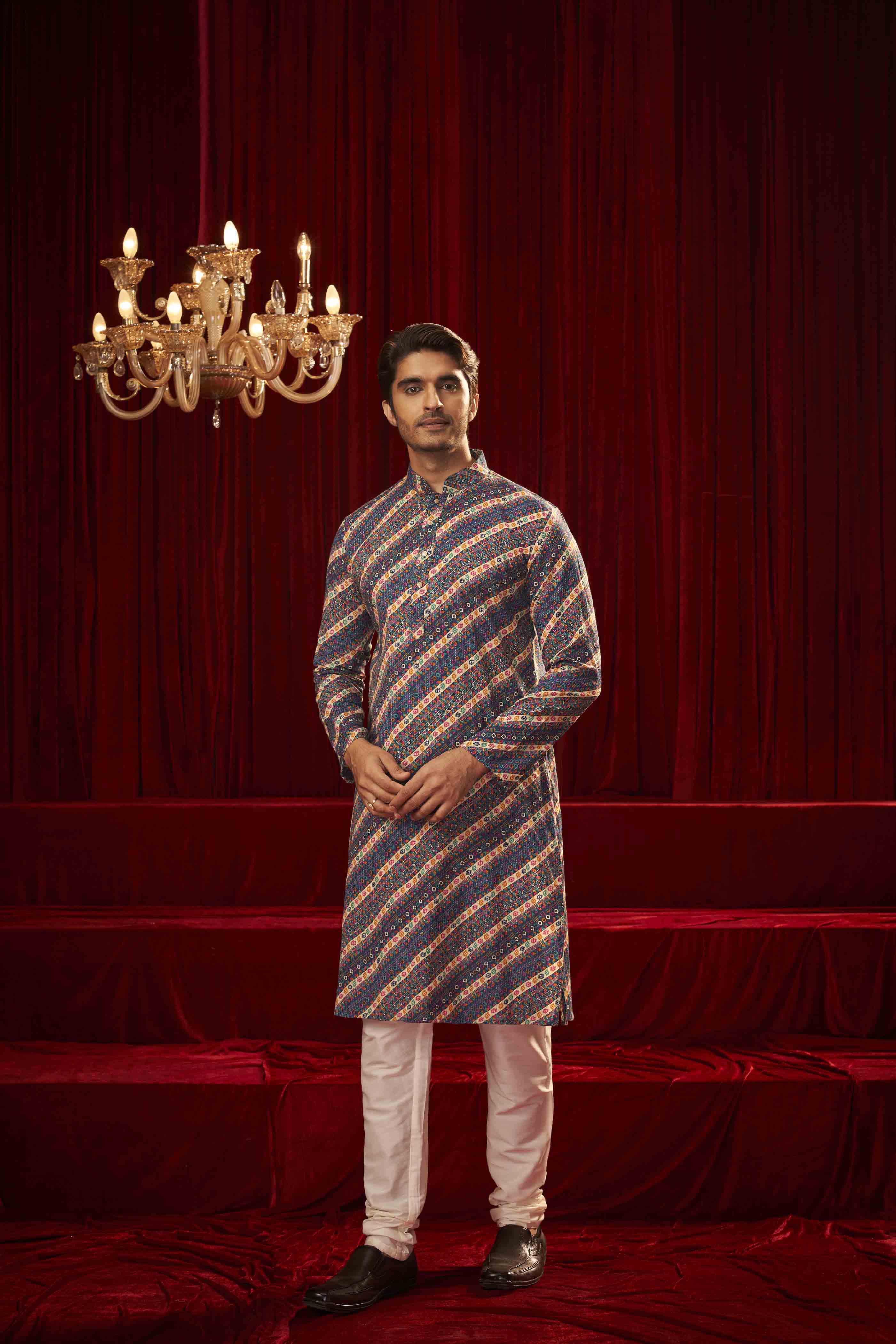 Blue Striped Cotton Kurta
